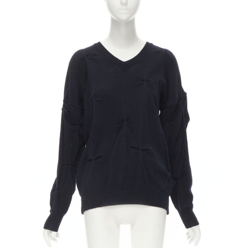 Comme des Garcons rare TRICOT COMME DES GARCONS Vintage 1980's black wool pinched bow sweater Size ONE SIZE - 1 Thumbnail
