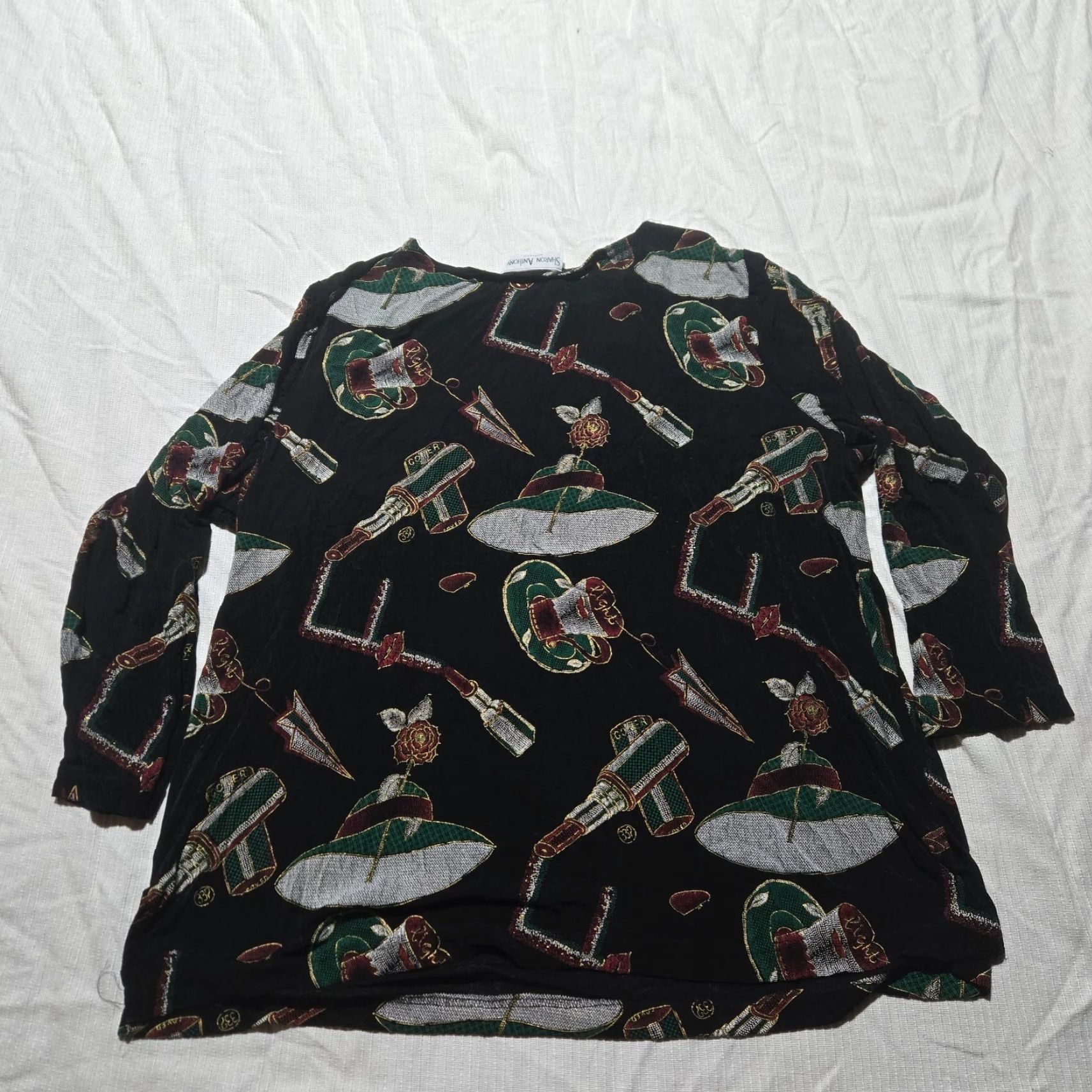 Vintage VINTAGE Sharon Anthony Shirt Women 24W Black Long Sleeve Button-Up 90s Womens Size 4XL / US 24-26 - 7 Thumbnail
