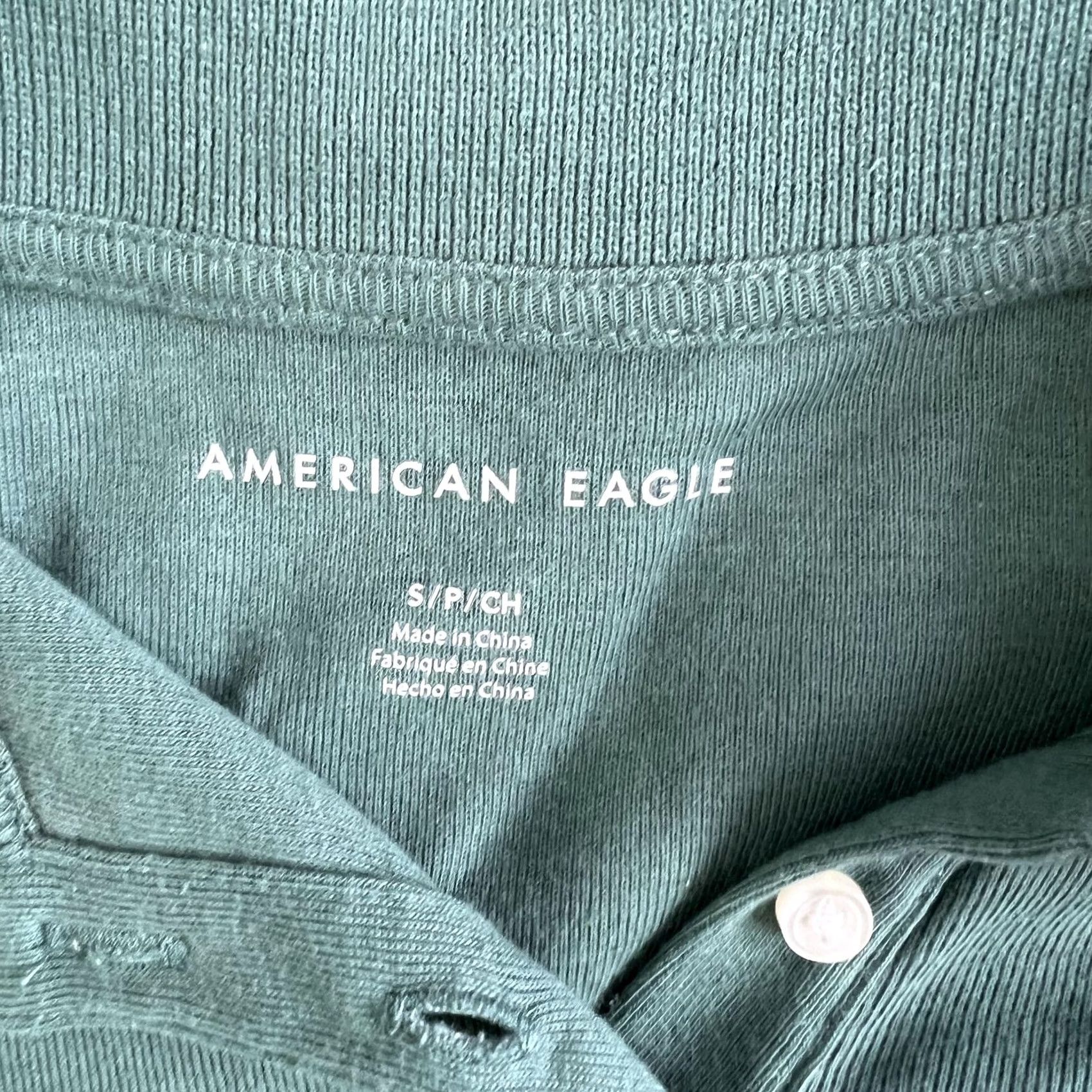 Vintage VINTAGE? No. American Eagle Polo Shirt Womens Small Green Cropped Short Sleeve Collared Top Size S / US 4 / IT 40 - 2 Thumbnail