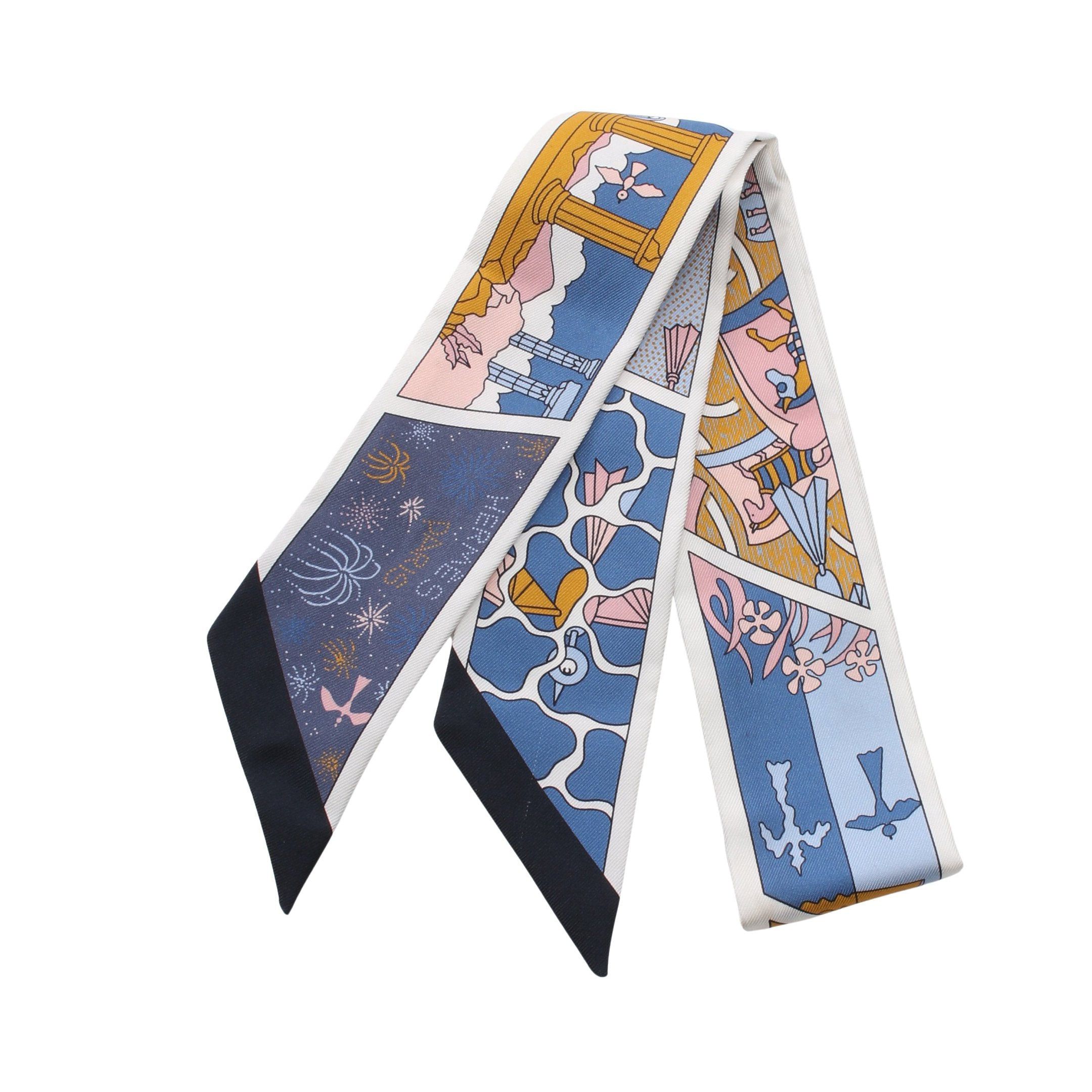 Hermes Hermes Twilly Factory Suite Ribbon Scarf Silk White Multicolor Size ONE SIZE - 1 Thumbnail