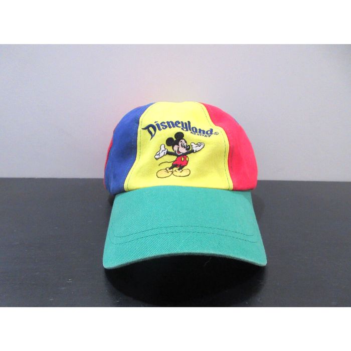 Disney VINTAGE Disney Hat Cap Strap Back Yellow Blue Disneyland Mickey ...