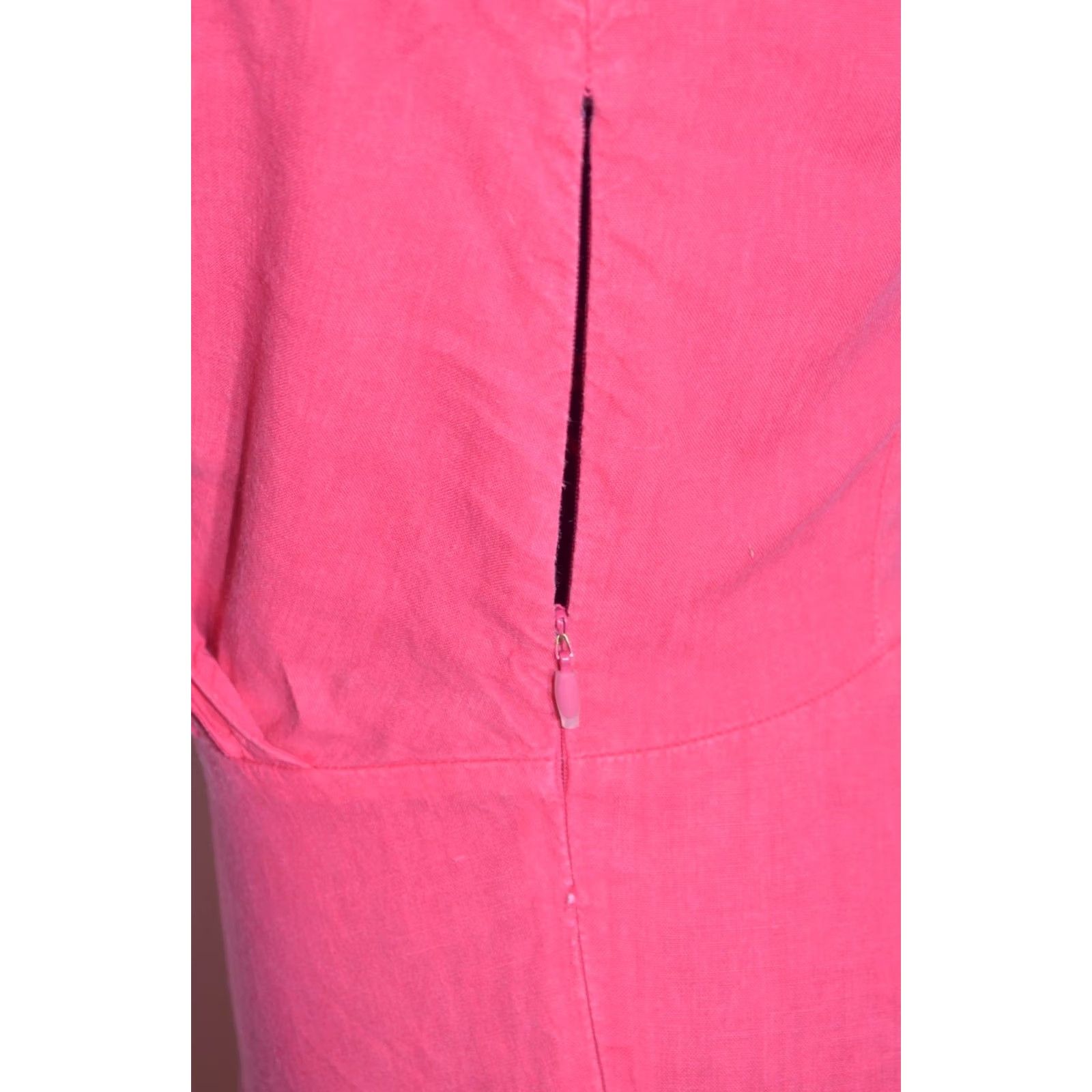 120% Lino 120% Lino Pink Linen Sleeveless V-Neck Midi Dress Womens IT 40 Size S / US 4 / IT 40 - 5 Thumbnail