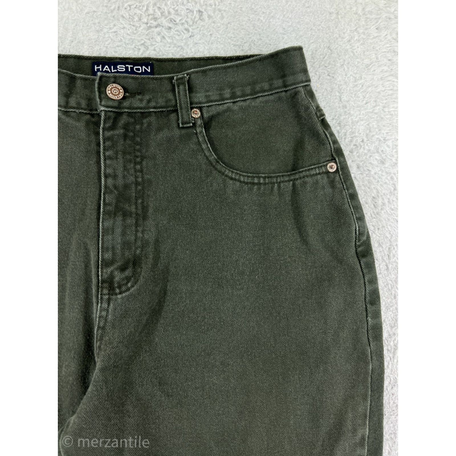 Halston Halston Jeans Capri 12 Green Denim Cotton Blend Regular High Rise Womens] Size 34" / US 12 / IT 48 - 6 Thumbnail