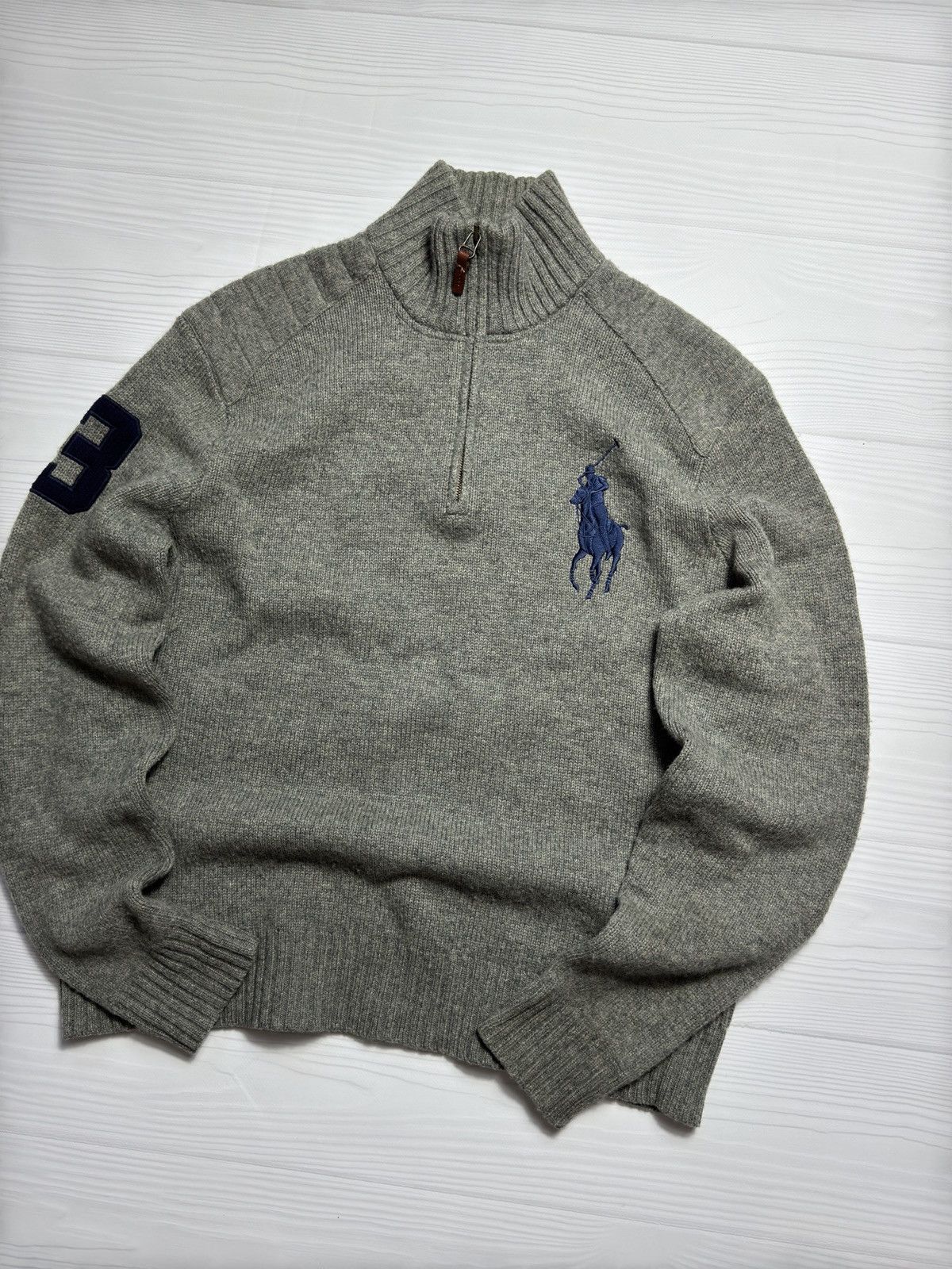 Polo Ralph Lauren × Vintage Polo Ralph Lauren 1/4 Zip Sweater Wool Size US L / EU 52-54 / 3 - 2 Thumbnail
