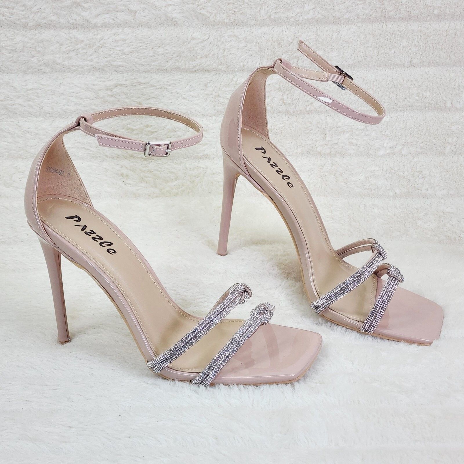 Other Symm Nude Patent Rhinestone Strap High Heel Stiletto Shoes ( Size US 10 / IT 40 - 3 Thumbnail