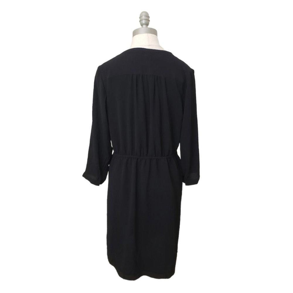H&M CT422 H & M NWT Black Long Sleeve Button Front Dress 12 Size XL / US 12-14 / IT 48-50 - 2 Thumbnail