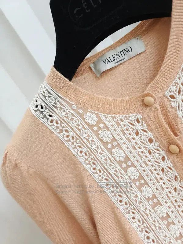 Valentino Valentino Pink Wool Embroidered Cardigan . Size XS / US 0-2 / IT 36-38 - 3 Thumbnail