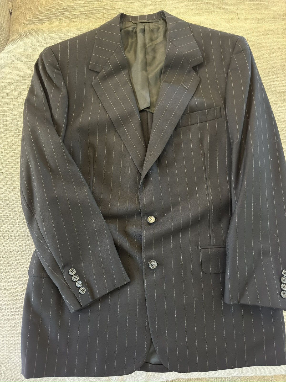 Oxxford Clothes OXXFORD CLOTHES Black Pinstripe Wool Suit Size 42T $4295 Size 42L - 11 Thumbnail