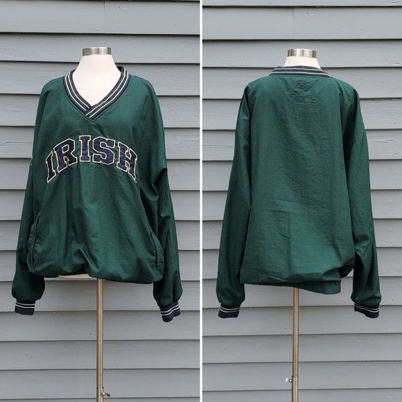 Champion Vintage 90s Champion Notre Dame Collegiate Green Navy Swishy Size US XL / EU 56 / 4 - 7 Thumbnail