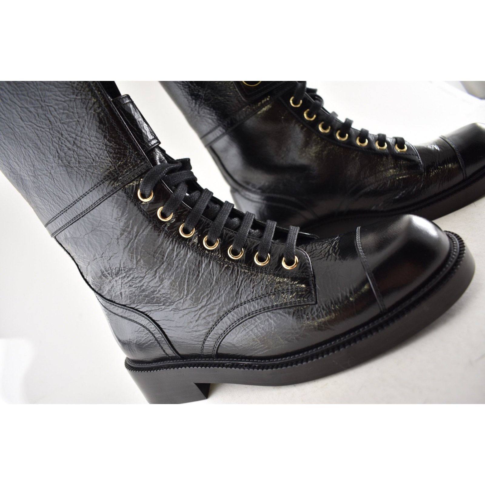 Chanel Chanel 24B Shiny Calfskin Logo Combat Lace Up Boots 37.5 Size US 6.5 / IT 36.5 - 5 Thumbnail
