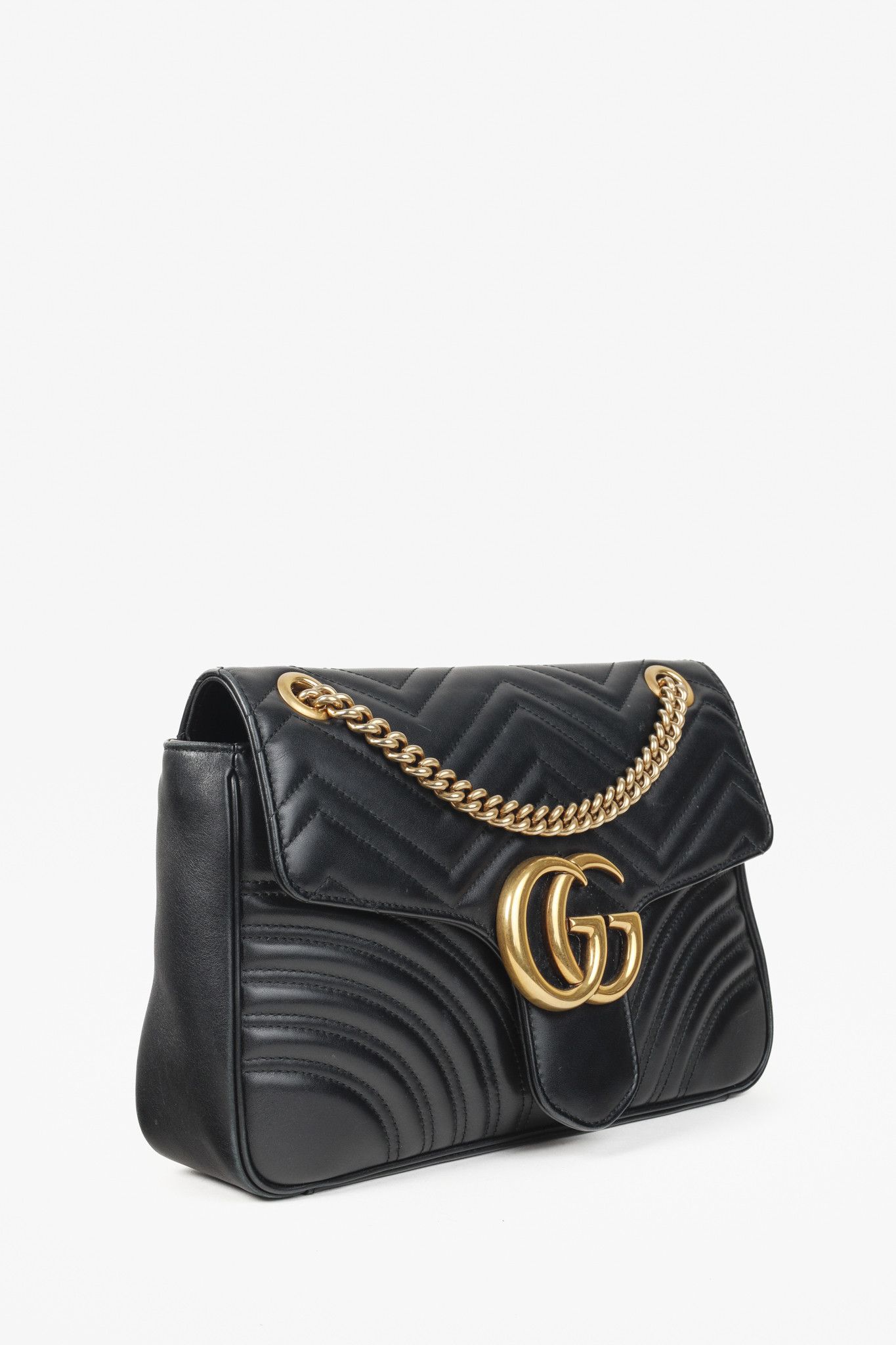 Gucci Gucci Marmont Medium Black Quilted Leather Flap Bag Size ONE SIZE - 2 Thumbnail