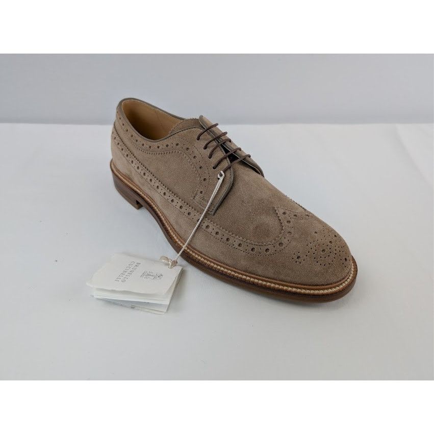 Brunello Cucinelli o1rshd1 Suede Longwing Brogue Derby Boots in Brown Size US 12 / EU 45 - 3 Thumbnail