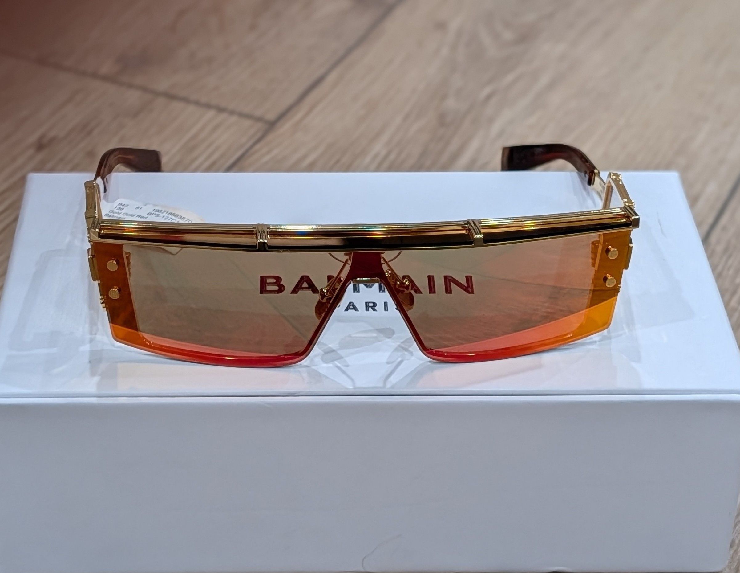 Balmain BALMAIN 75mm Shield Novelty Sunglasses Gold/Gold/Red Size ONE SIZE - 2 Thumbnail