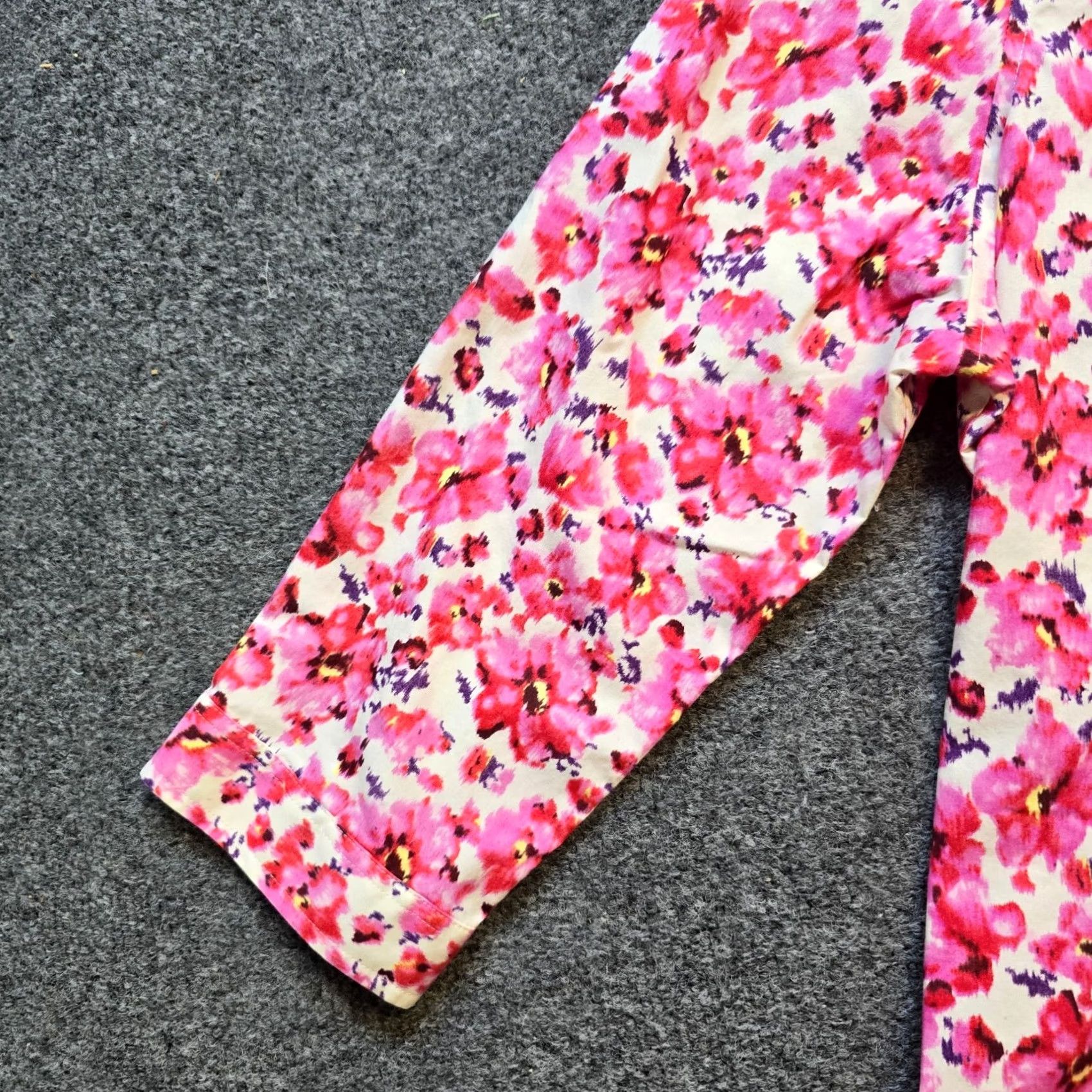 Lands' End Lands' End Top Shirt Womens 12 Pink Floral Collared Button 3/4 Sleeve Casual Blouse Size XL / US 12-14 / IT 48-50 - 4 Thumbnail