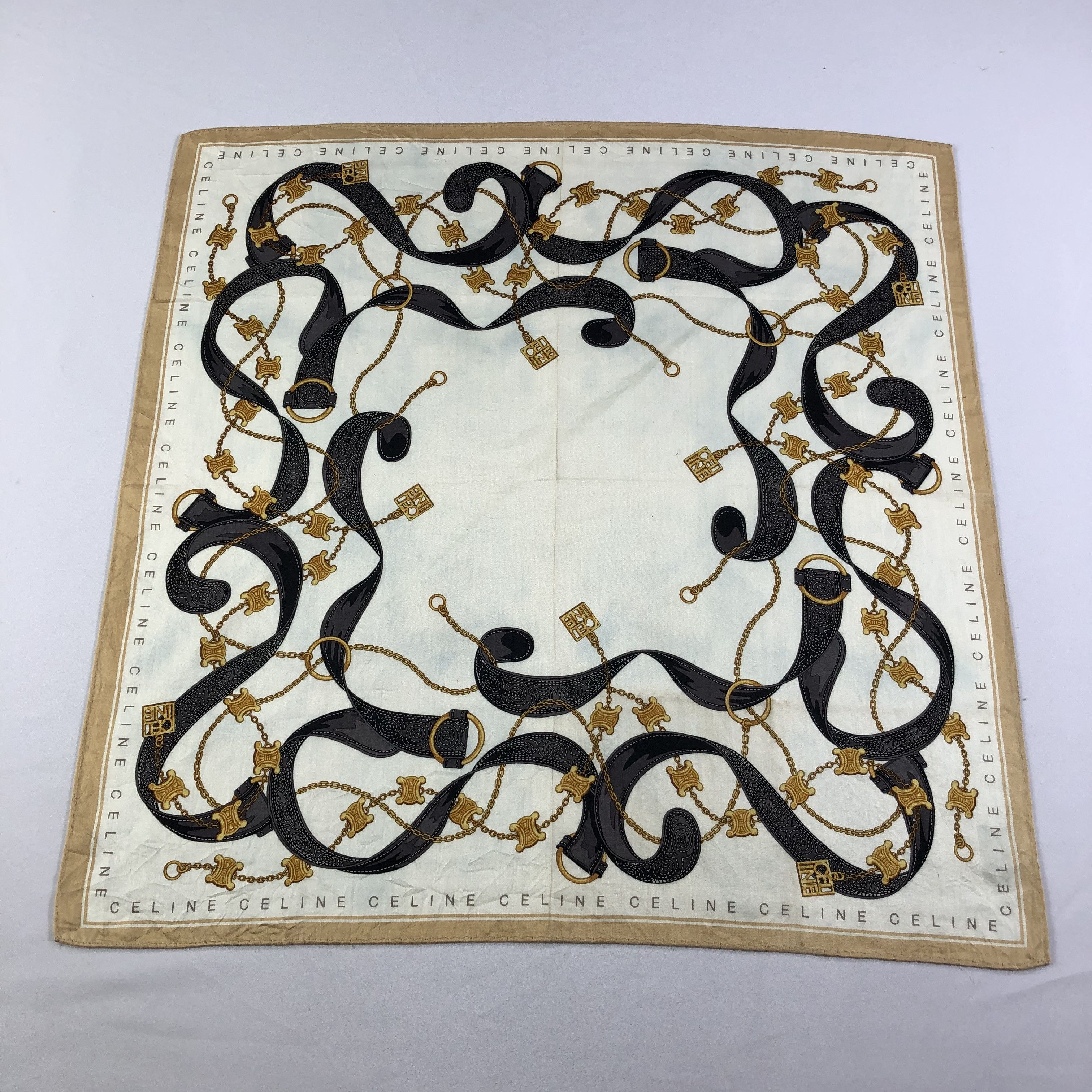 Japanese Brand Celine Gold Chains Handkerchief Neckerchief Bandana H2076 Size ONE SIZE - 2 Thumbnail