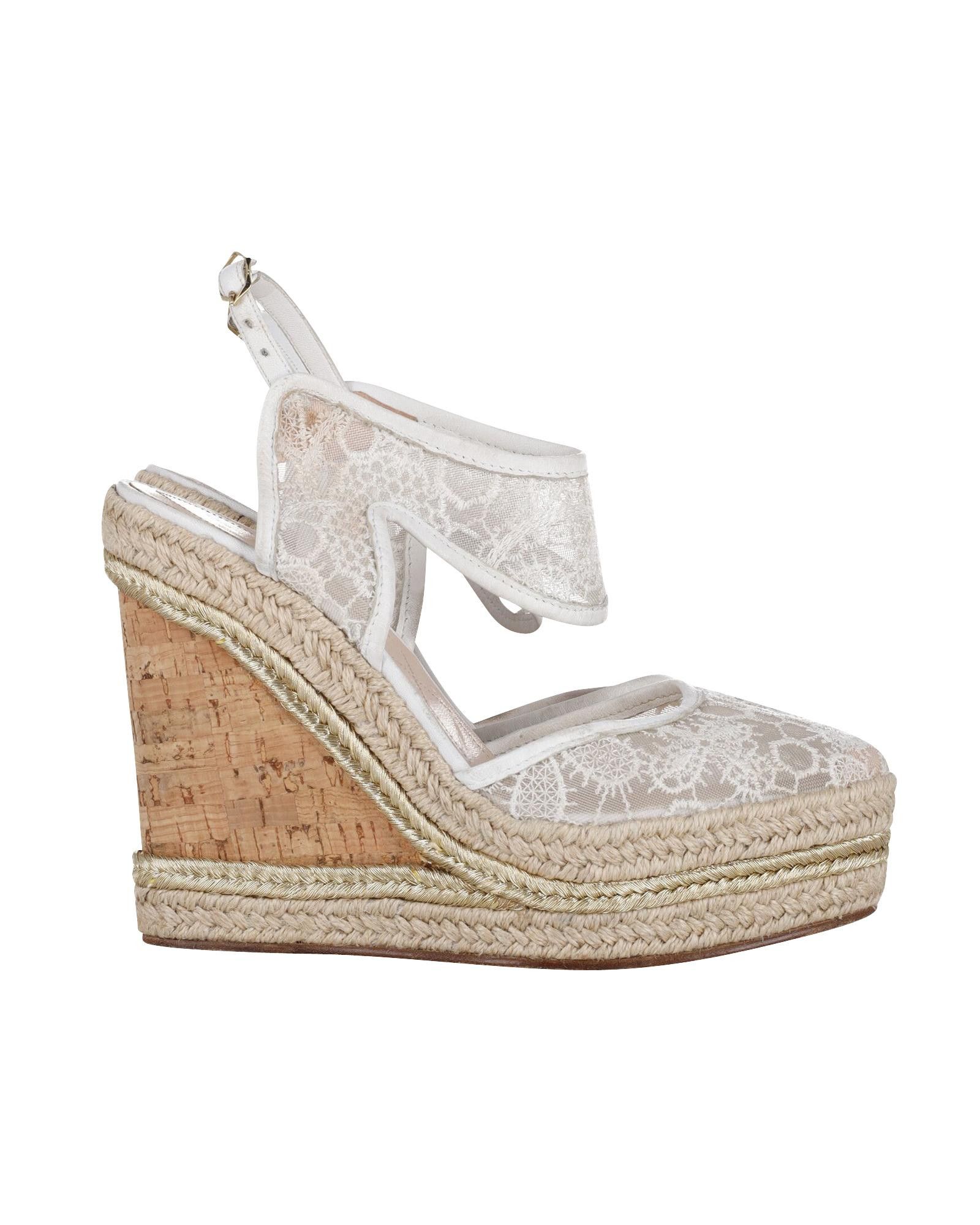 image of Cream Synthetic High Heel Shoes Lace Wedges By Nicholas Kirkwood in White/Cream, Women's (Size 7)