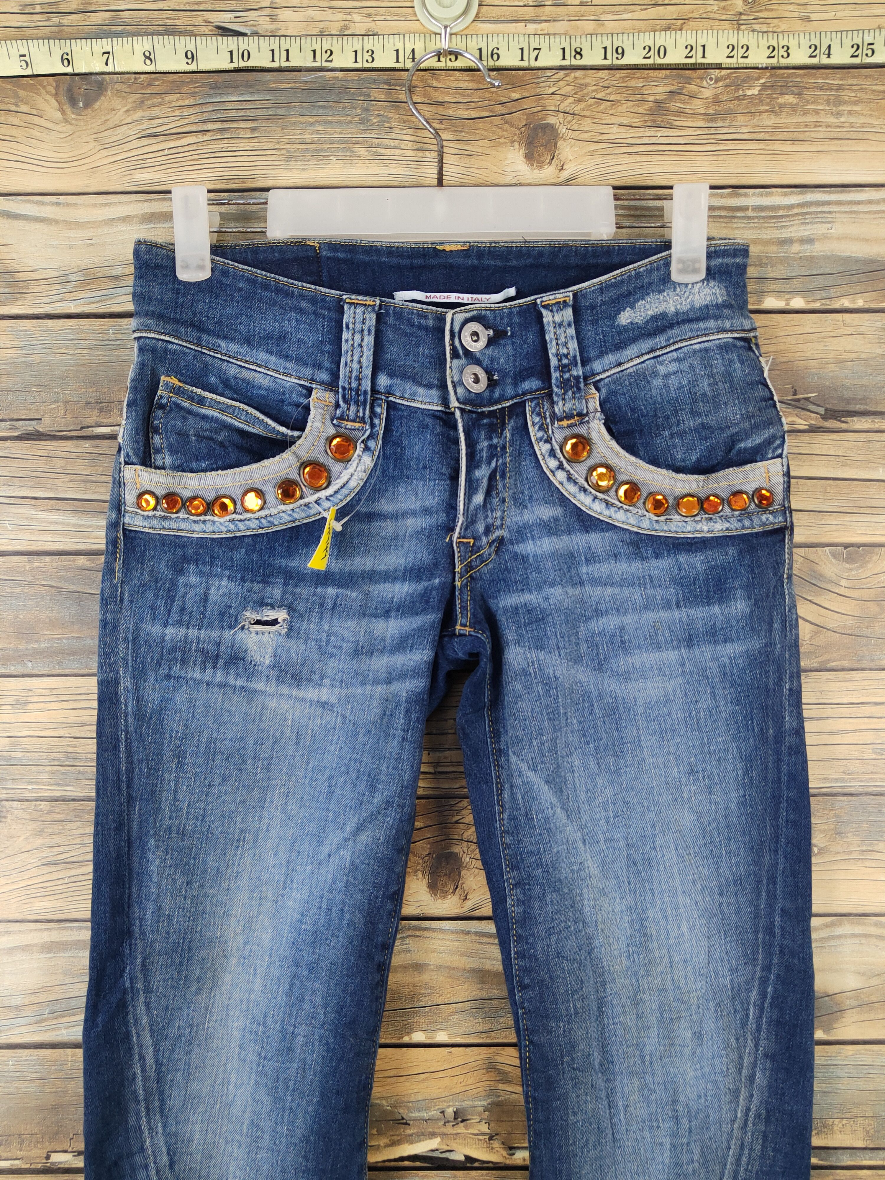 Vintage No Lita Italy Blue Distressed Ripped Jeans #W1949 Size 28" / US 6 / IT 42 - 2 Thumbnail