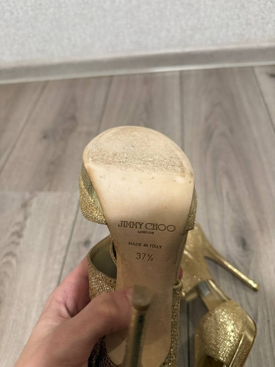 Jimmy Choo Jimmy Choo Heels Ladies Glitter Fabric Gold Size 37 1/2 Size US 7 / IT 37 - 9 Thumbnail