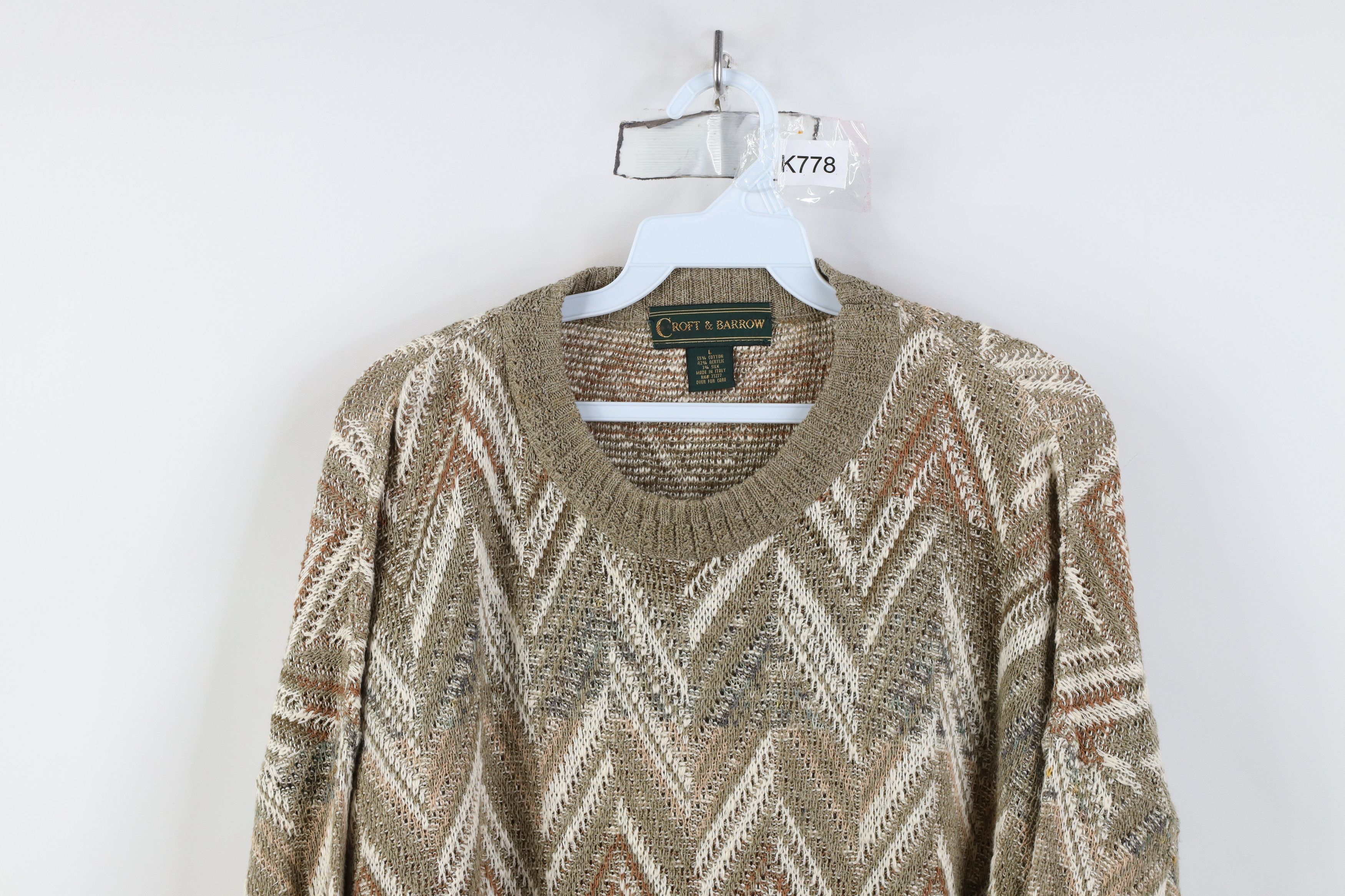 Vintage Vintage 90s Coogi Style Herringbone Silk Blend Knit Sweater Size US L / EU 52-54 / 3 - 2 Thumbnail