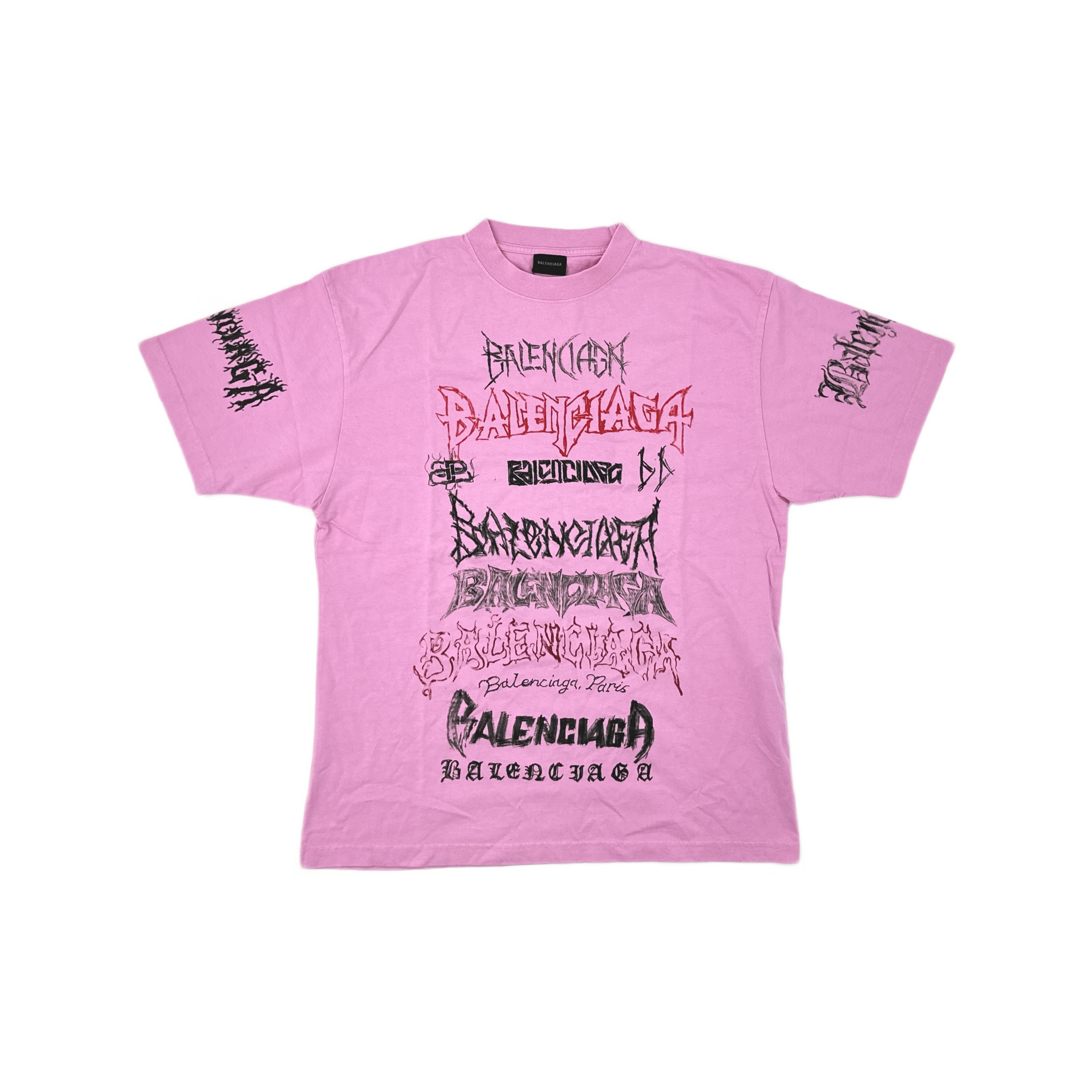 Balenciaga Balenciaga Gothic Logo T-Shirt Pink Size S Size S / US 4 / IT 40 - 1 Thumbnail