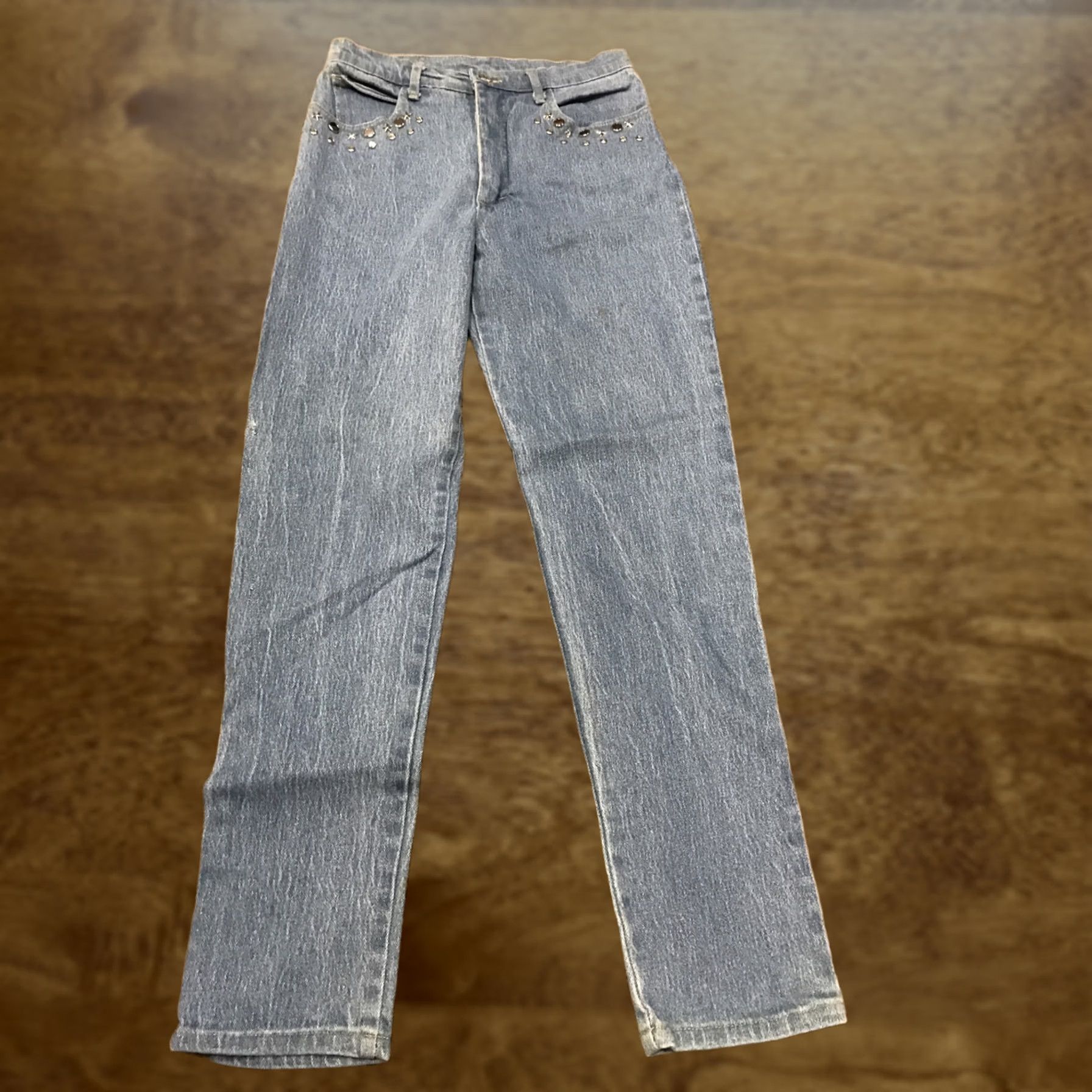 Vintage VINTAGE Fredericks Of Hollywood STUDDED HIGH WAISTED JEANS Womens Jeans XS 7 USA Blue 27in 28.5in B22 Size 28" / US 6 / IT 42 - 1 Thumbnail
