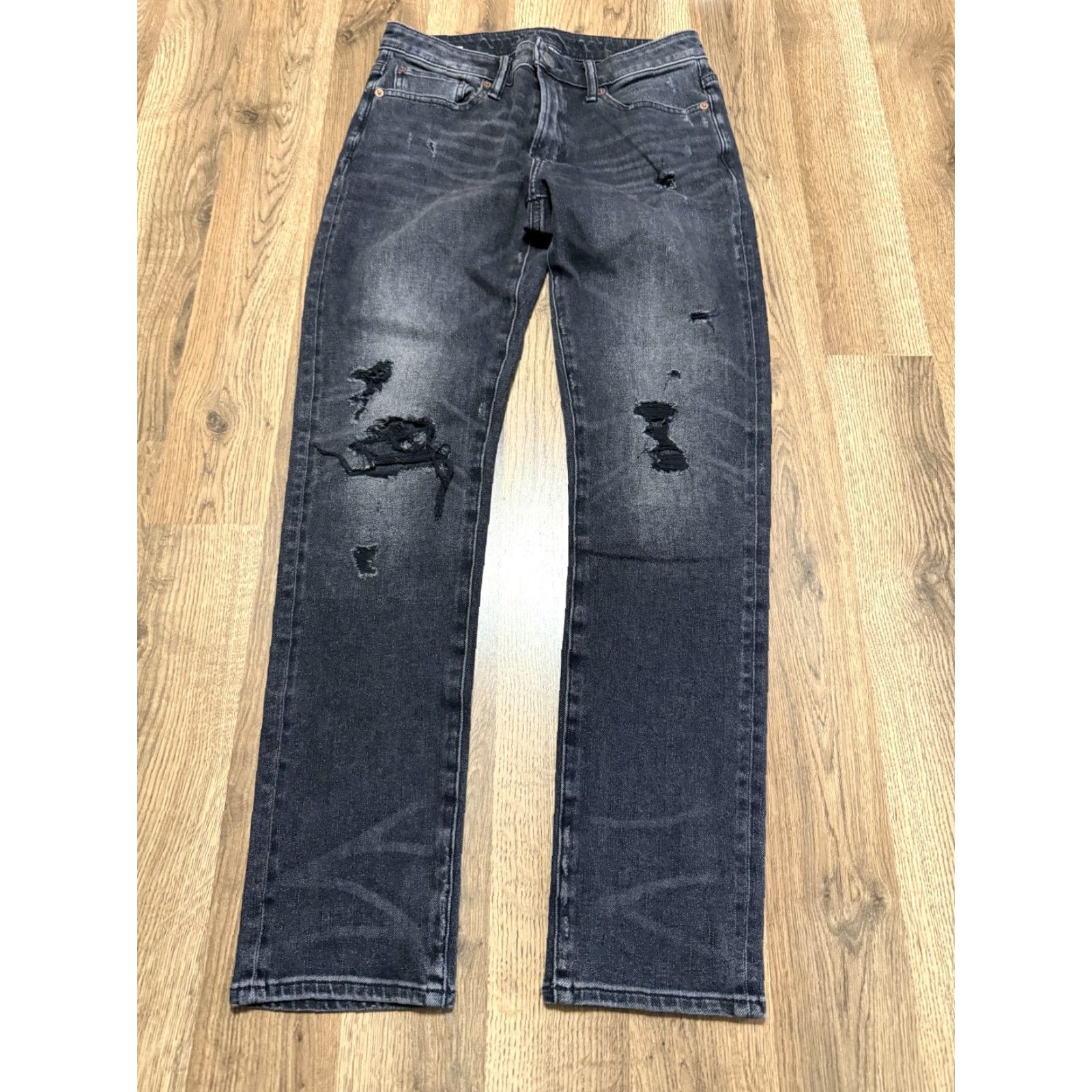 American Eagle Outfitters American Eagle Jeans, Men's Size 30x30, Black, Denim, Distressed, AIRFLEX 360 Size US 30 / EU 46 - 2 Thumbnail