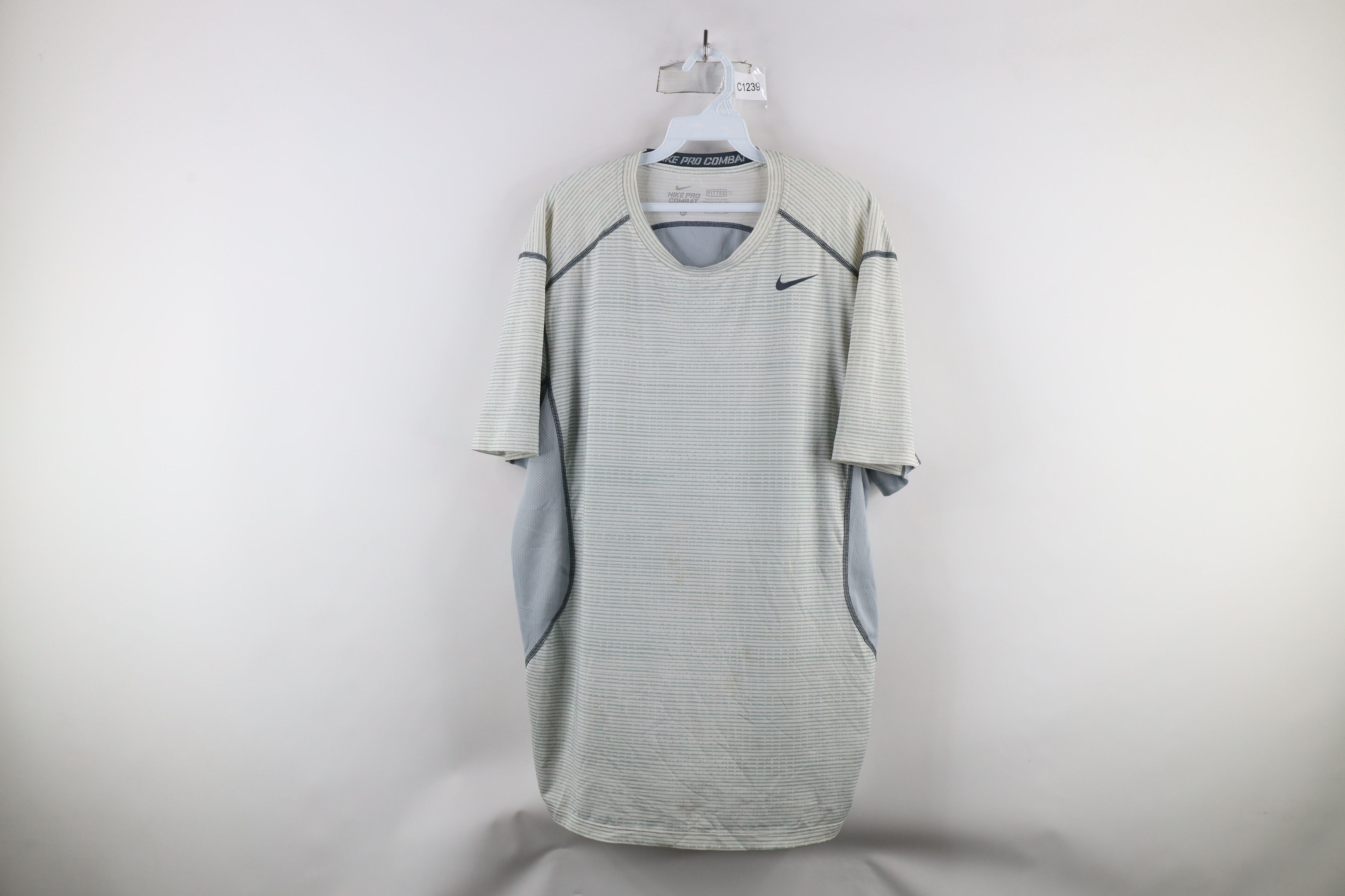 Nike × Vintage Nike Pro Combat Short Sleeve Training Gym T-Shirt Gray Size US XL / EU 56 / 4 - 1 Thumbnail