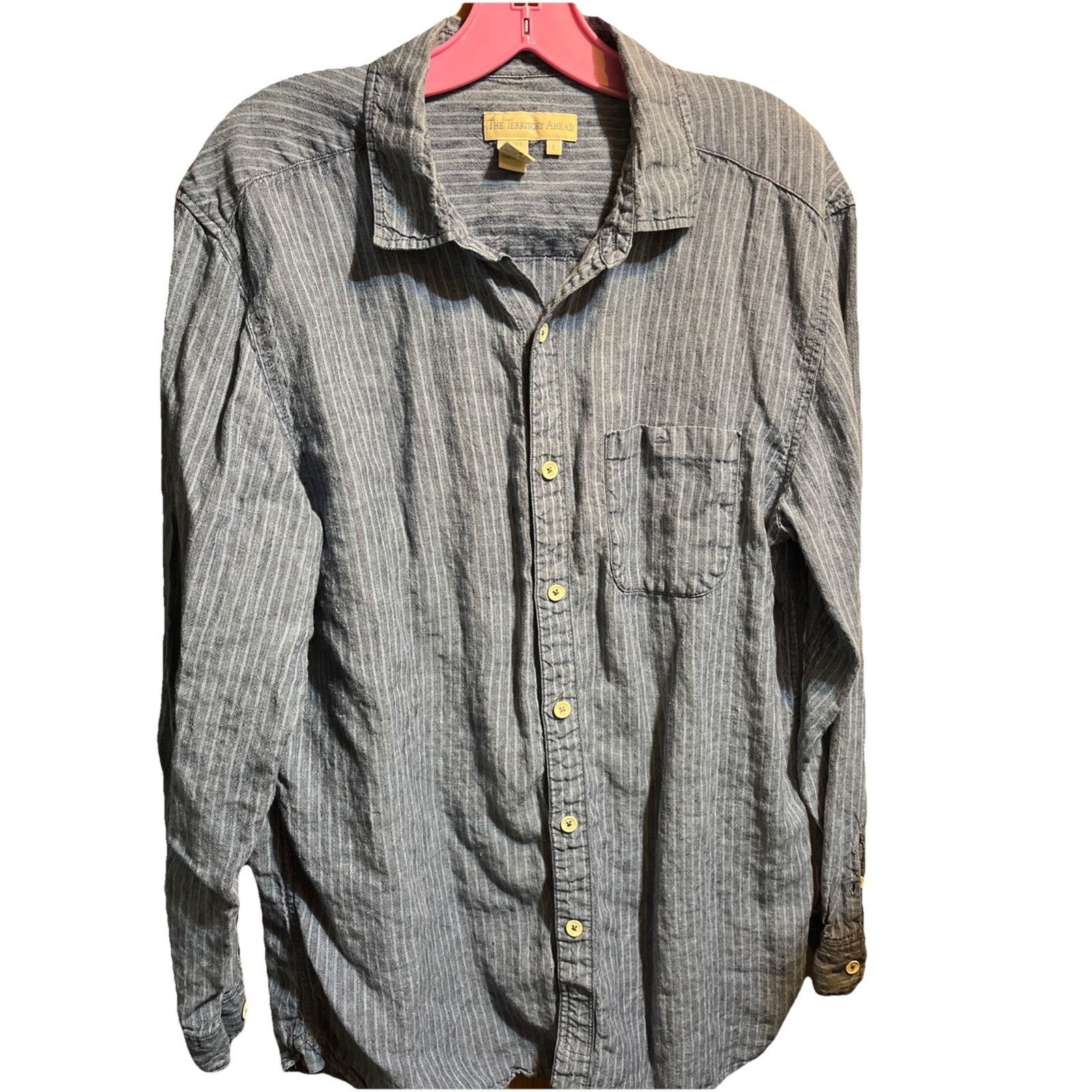 Other The Territory Ahead Shirt Striped Mens L 100% Linen Blue LS Size US L / EU 52-54 / 3 - 1 Thumbnail