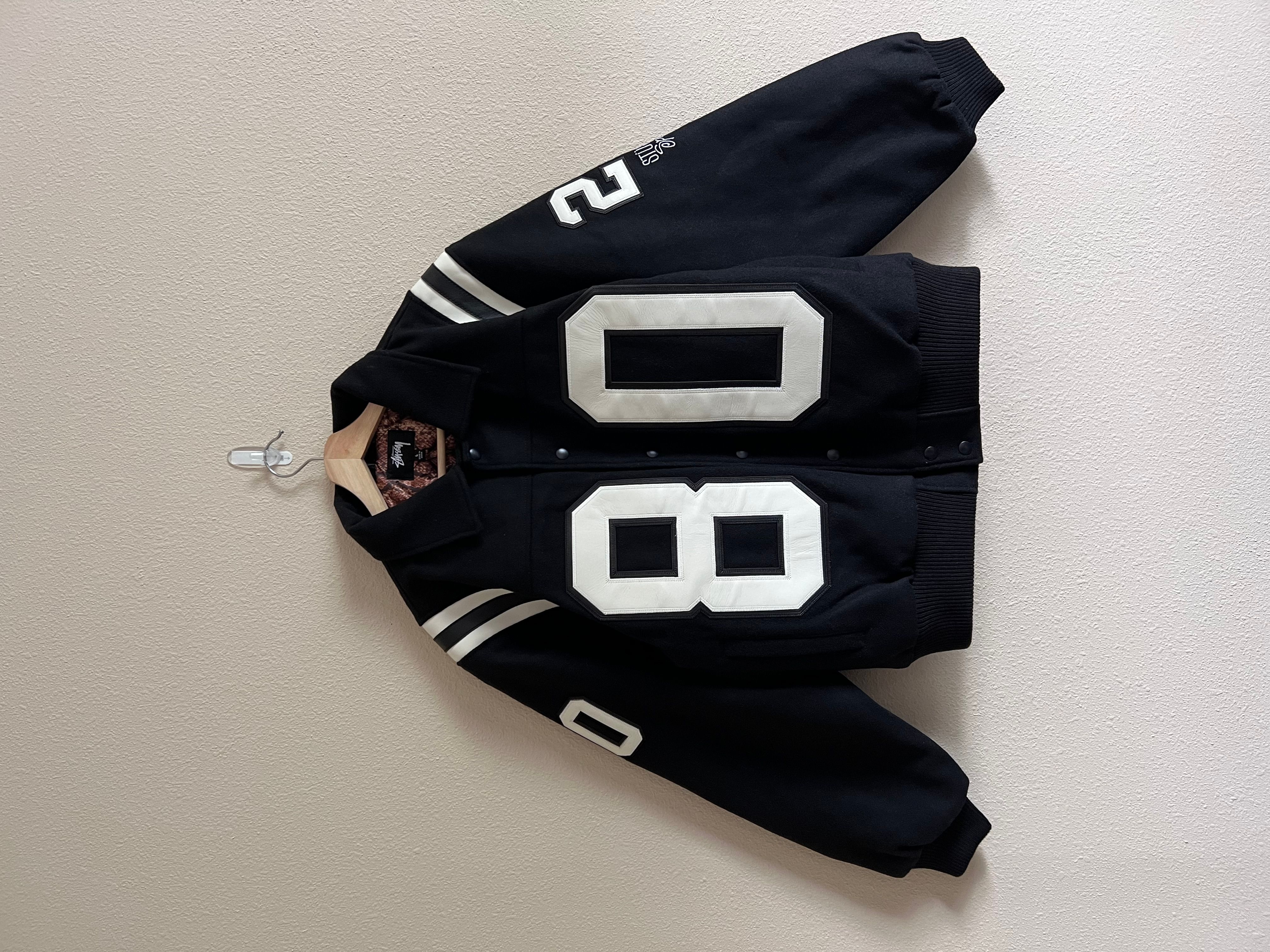 Pre-owned Stussy 80 Wool Varsity Jacket In Black