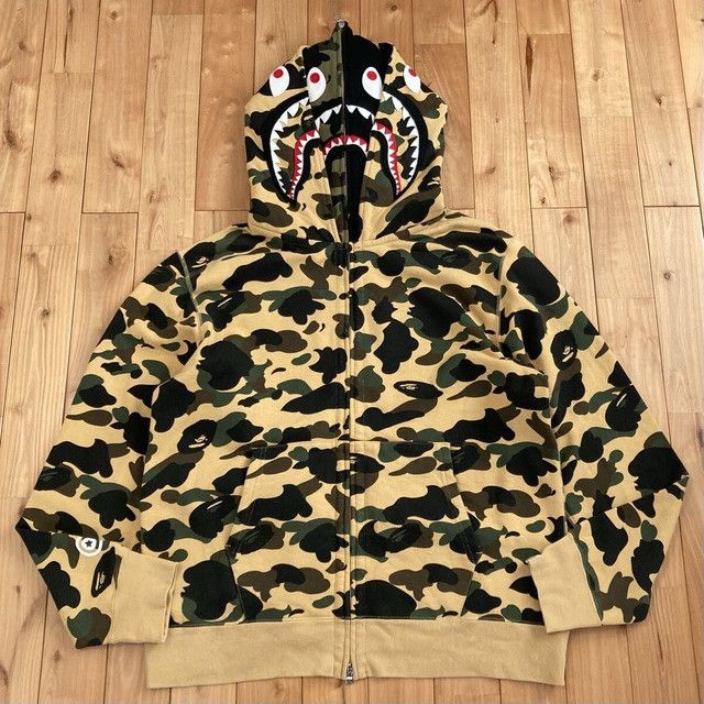Bape BAPE Double Shark Full Zip Hoodie 1st Camo Yellow APE Size US XXL / EU 58 / 5 - 1 Thumbnail