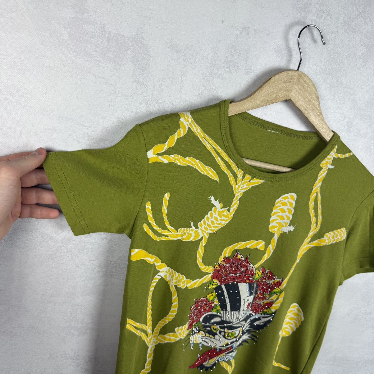 Ed Hardy × Vintage Vintage Y2K Ed Hardy By Christian Audigier Overprint T-Shirt Size XS / US 0-2 / IT 36-38 - 8 Thumbnail