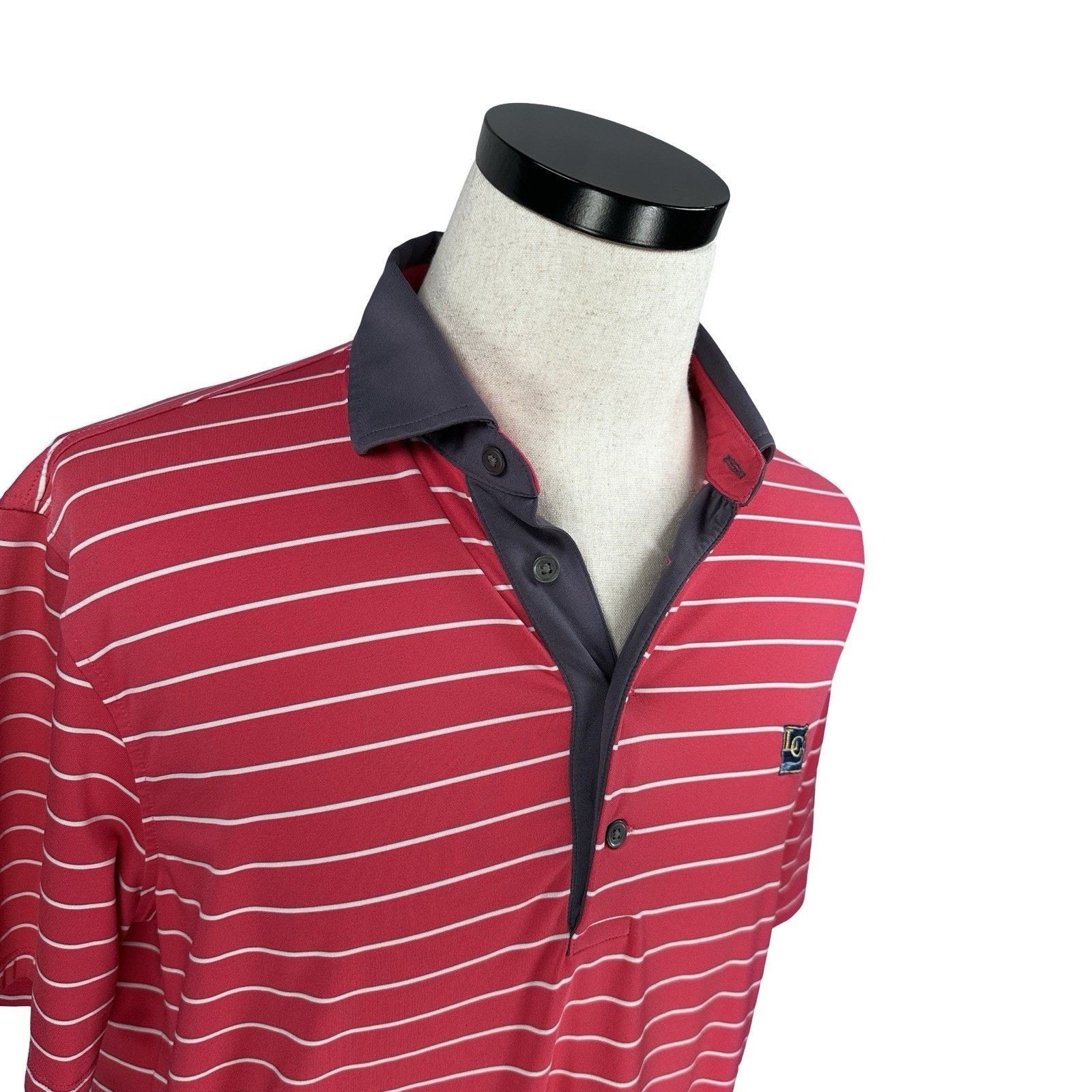 Lauren Ralph Lauren Greyson Polo Shirt Men Medium Pink White Striped Performance Size US M / EU 48-50 / 2 - 2 Thumbnail