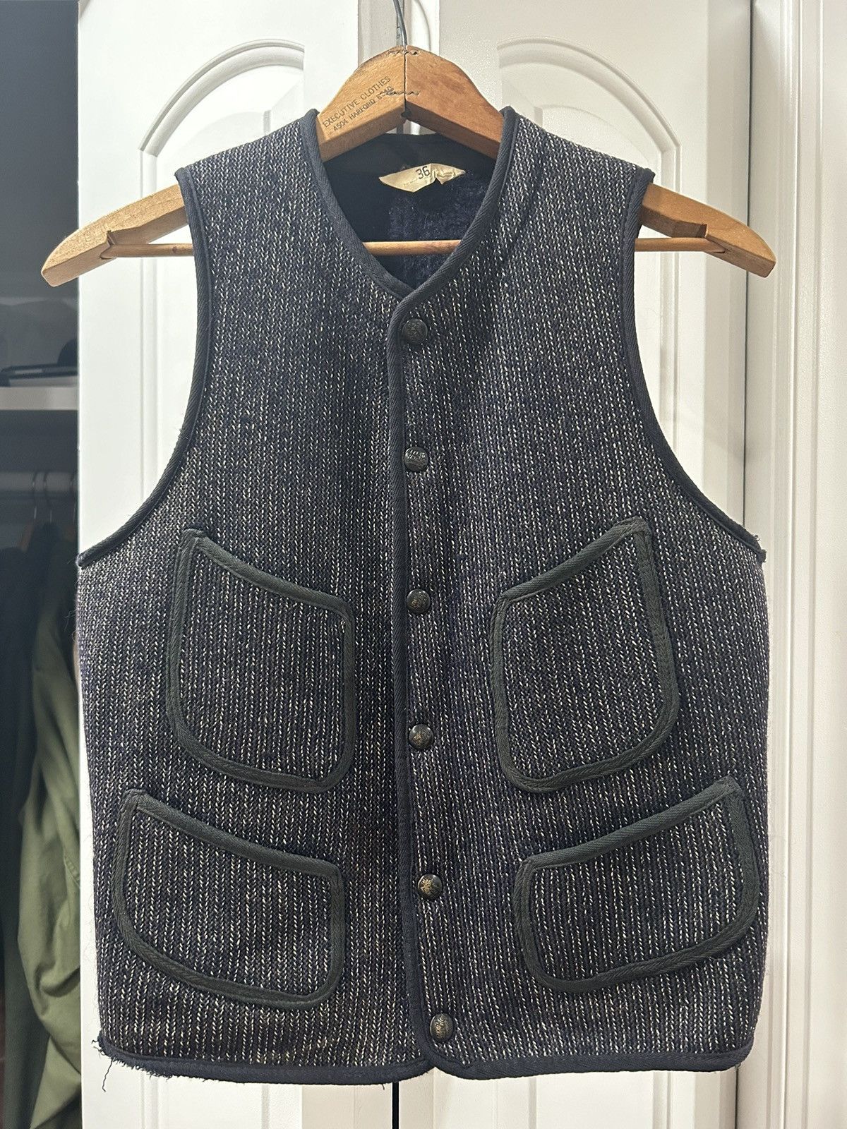 Vintage 50s browns beach vest SZ 36 workwear wool salt and pepper | Grailed