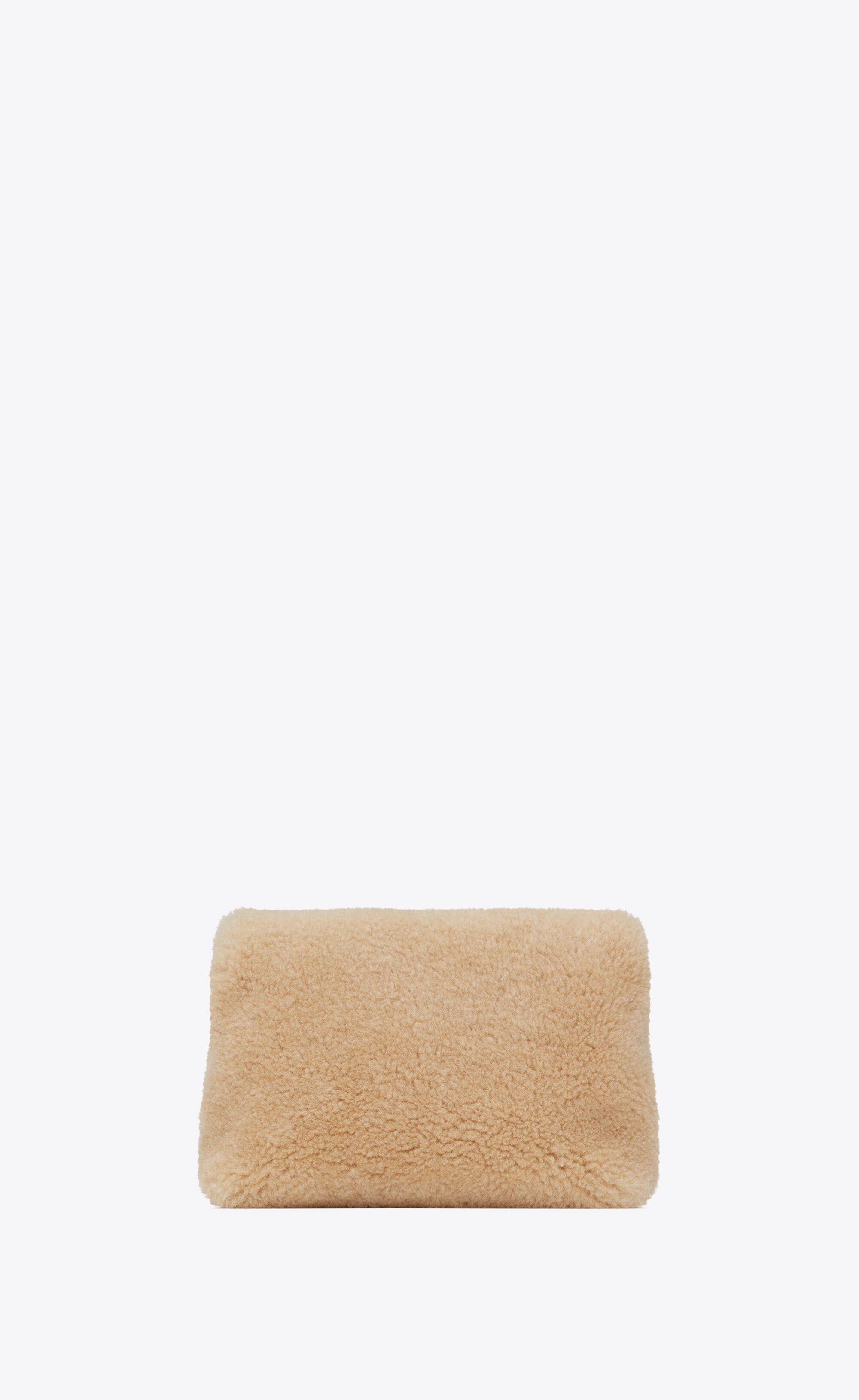 Saint Laurent Paris o1b1hav111224 Size: OS / Puffer Small Pouch Shearling Beige Size ONE SIZE - 3 Thumbnail