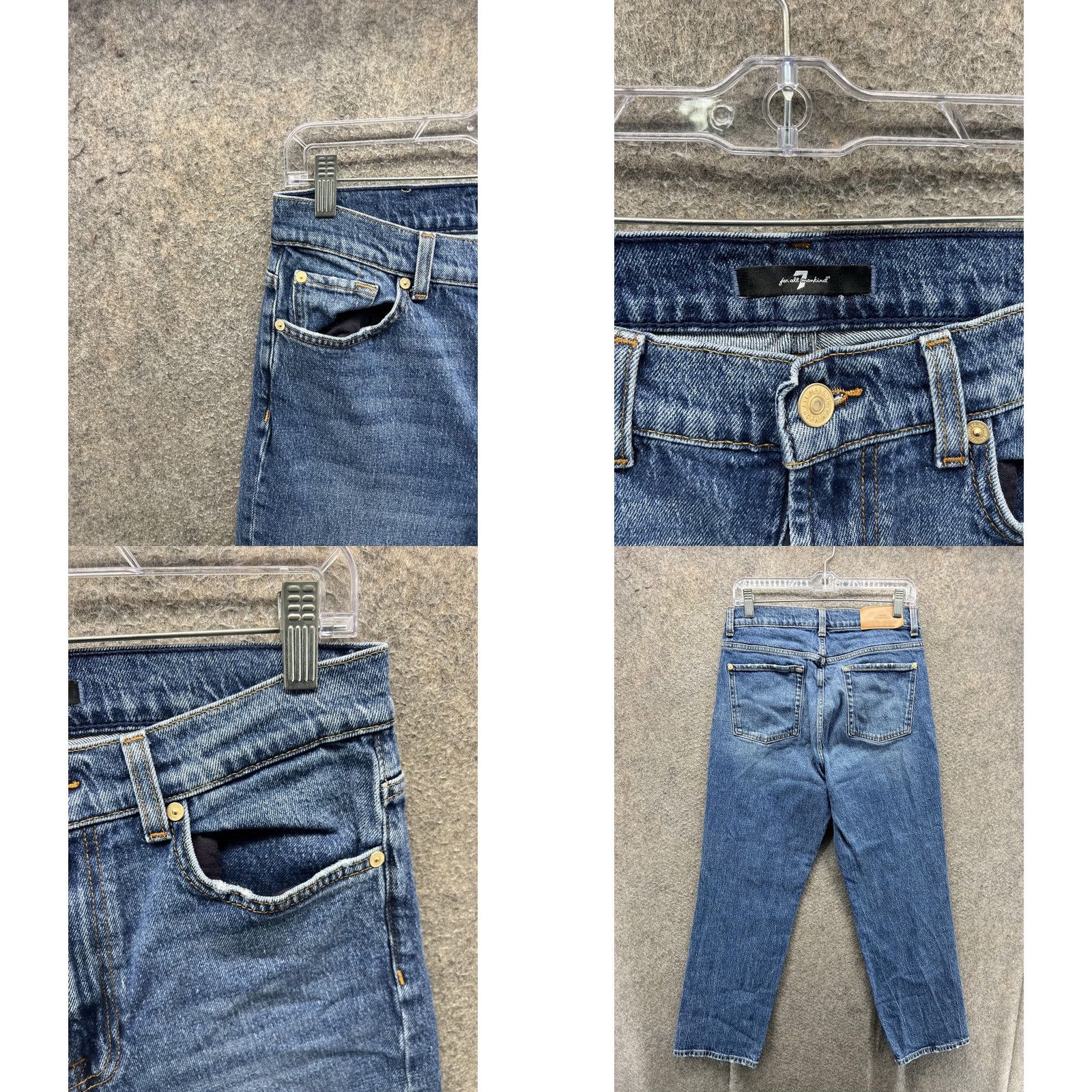 7 For All Mankind 7 For All Mankind Logan Stovepipe Jeans Womens 29 Blue Straight Denim 29x27 Size 29" - 8 Thumbnail