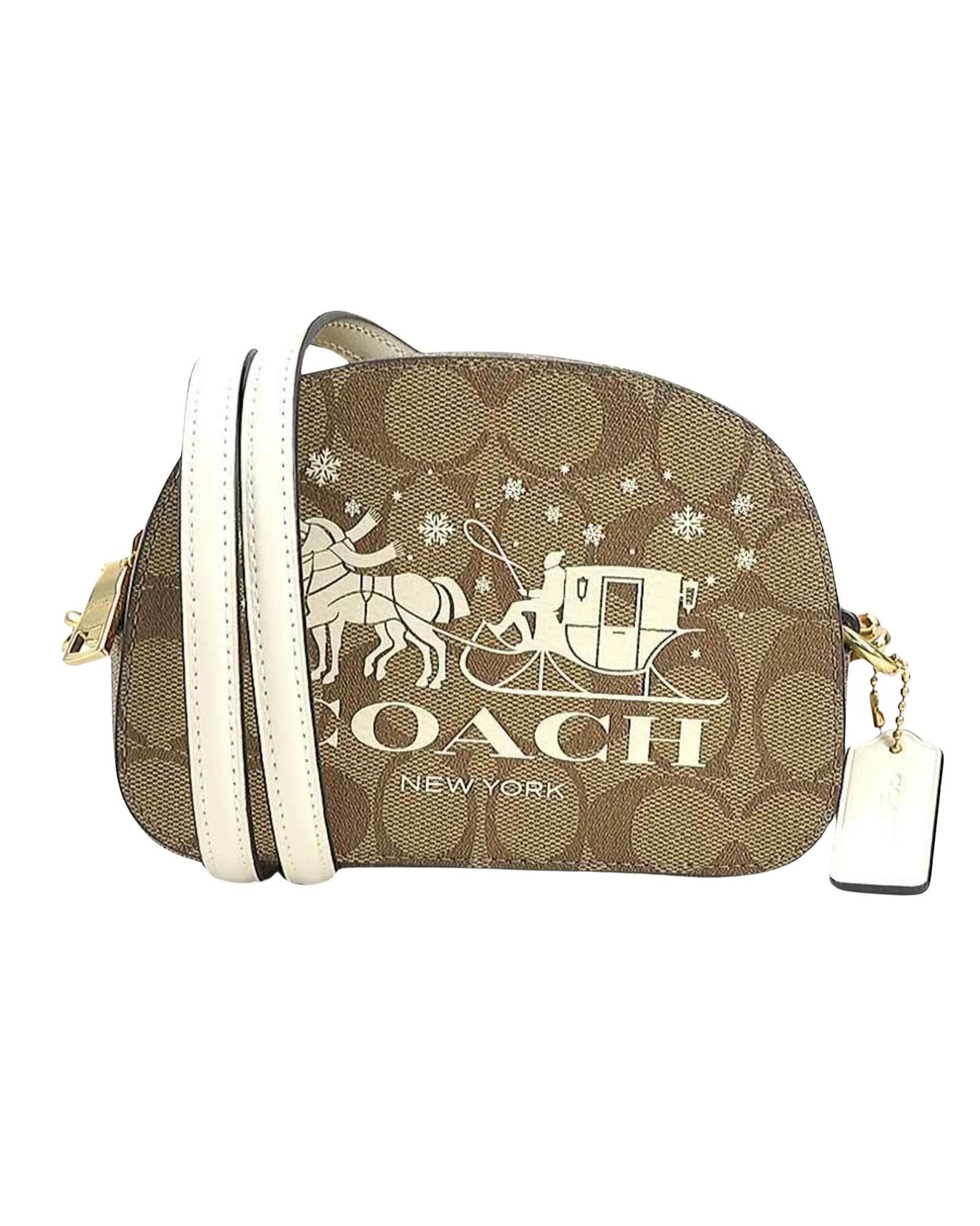 image of Coach Classic Canvas Shoulder Bag With Iconic Signature Design in Brown, Women's