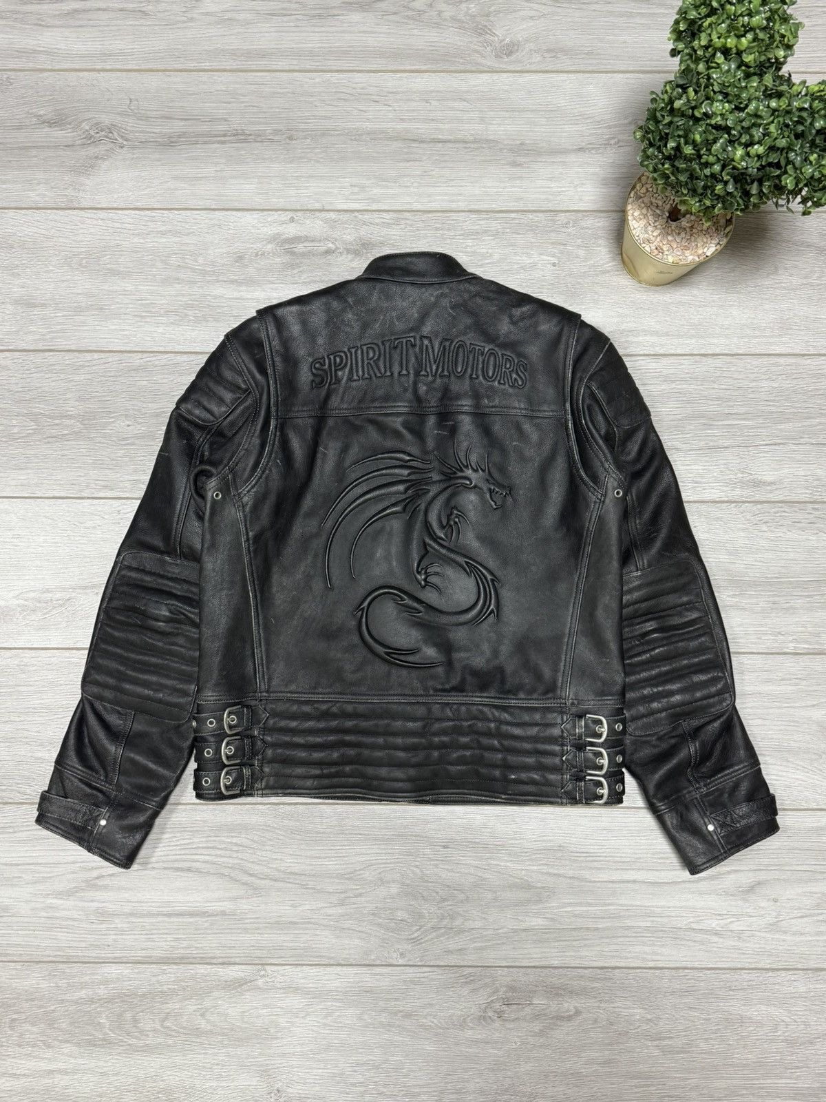 Vintage Polo x Spirit Motors🐉 dragon big logo leather jacket moto Size US L / EU 52-54 / 3 - 1 Thumbnail