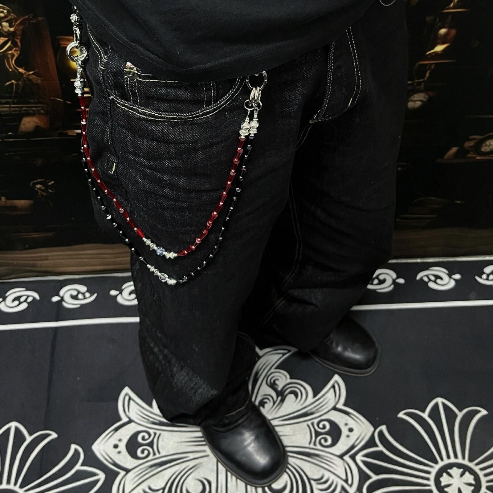 Jewelry Double Bead Waist Chain | Crimson Ink Black Red Street Size ONE SIZE - 1 Thumbnail