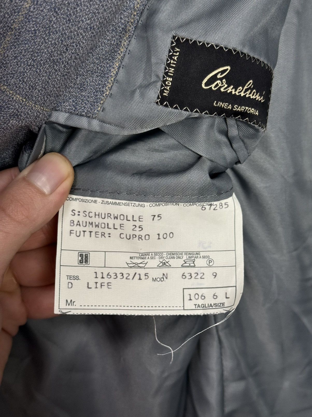 Corneliani Corneliani Linea Sartoria Handmade Gray Check Blazer 54L Size 54L - 6 Thumbnail