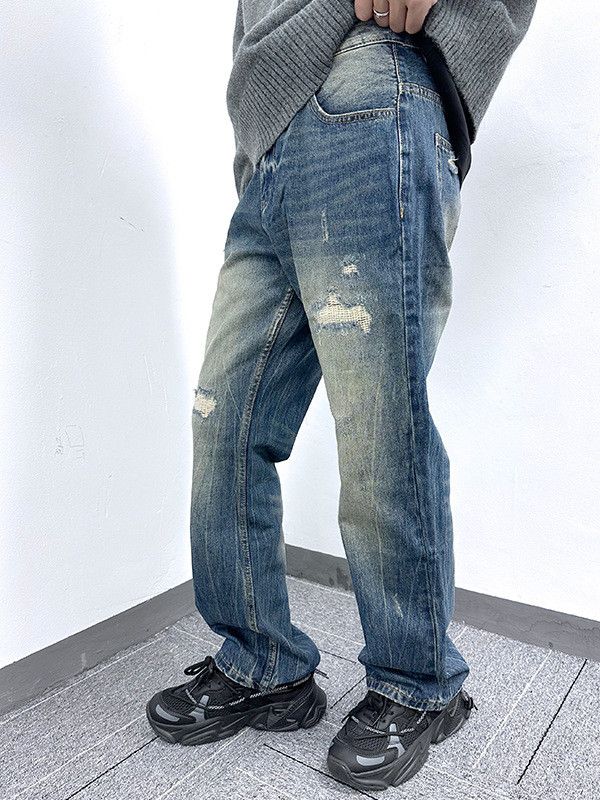 Japanese Brand Retro washed distressed casual ripped jeans Size US 32 / EU 48 - 2 Thumbnail