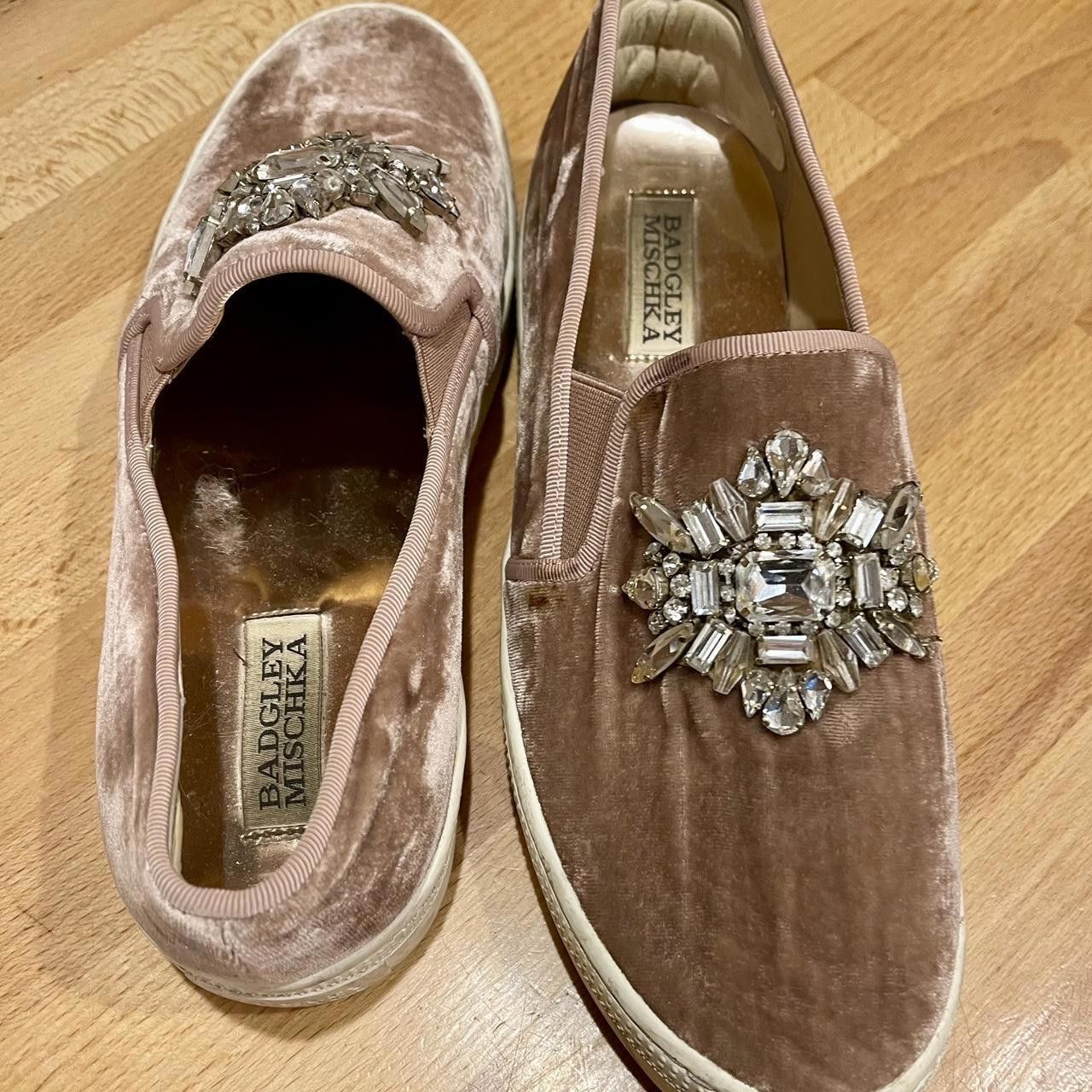 Designer Chic Velvet Slip-On Sneakers with Rhinestone Embellishments Size US 7.5 / IT 37.5 - 8 Thumbnail