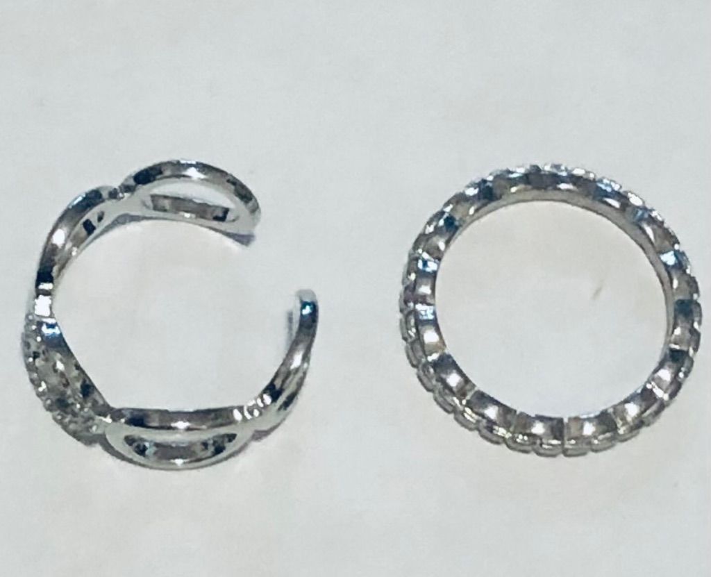 Vintage Set 2 Rings Fashion Jewelry Sz 7,5 Adjustable Silver Circle Size ONE SIZE - 1 Thumbnail