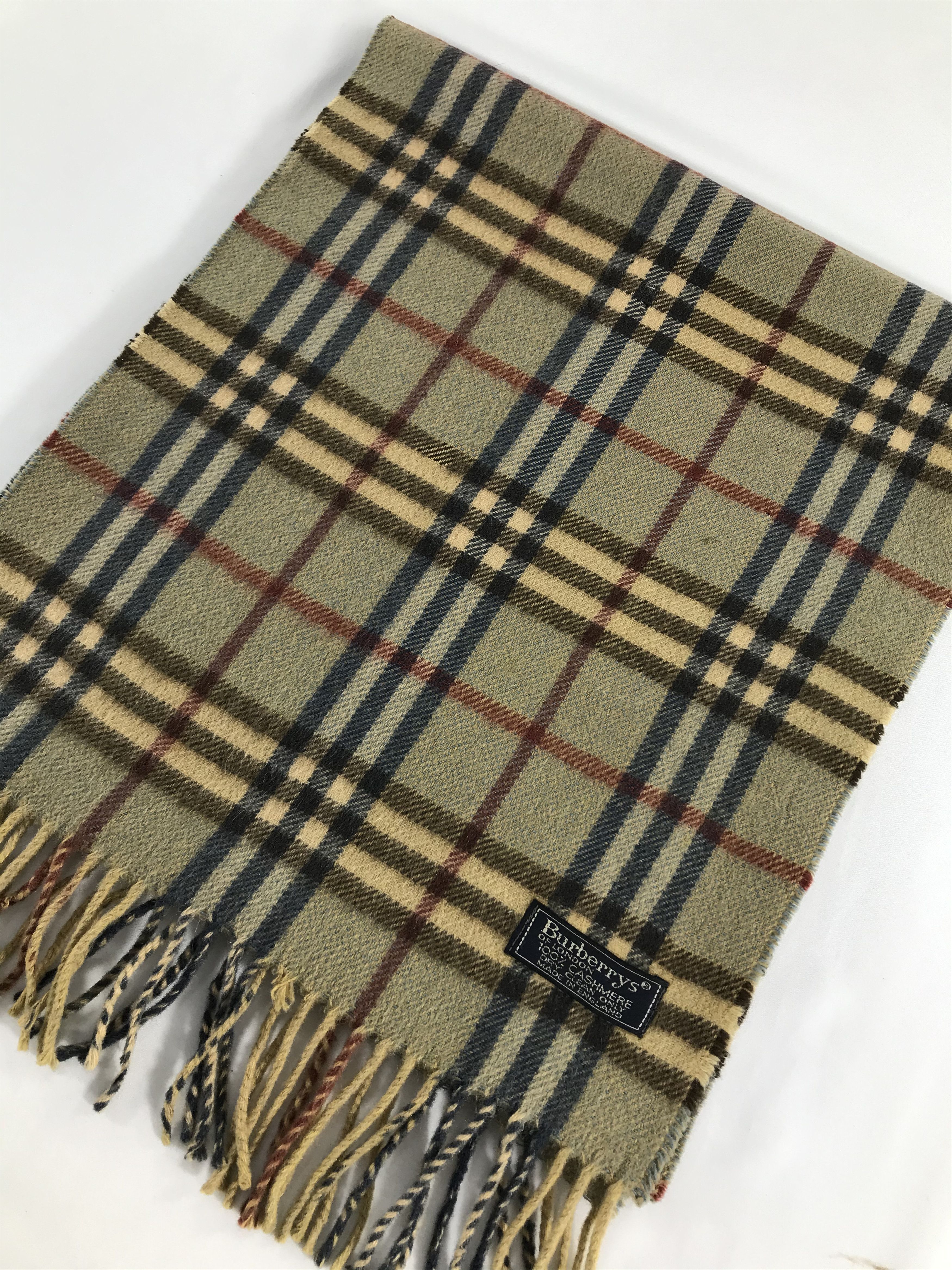 Burberry Burberrys Nova Check Green Cashmere Scarf Muffler V421 Size ONE SIZE - 3 Thumbnail
