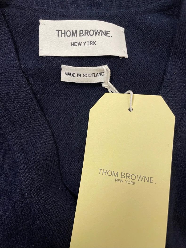 Thom Browne Thom browne Size 0 Dark blue four-striped pure cashmere ca Size XXS / US 00 / IT 34 - 6 Thumbnail