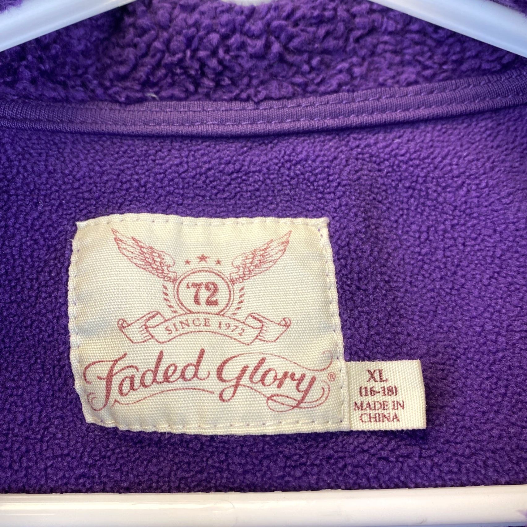 Faded Glory Faded Glory Women's Jacket XL Purple Sherpa Knit Long Sleeve Casual Jacket Teens Ladies 50-26 Size XL / US 12-14 / IT 48-50 - 3 Thumbnail