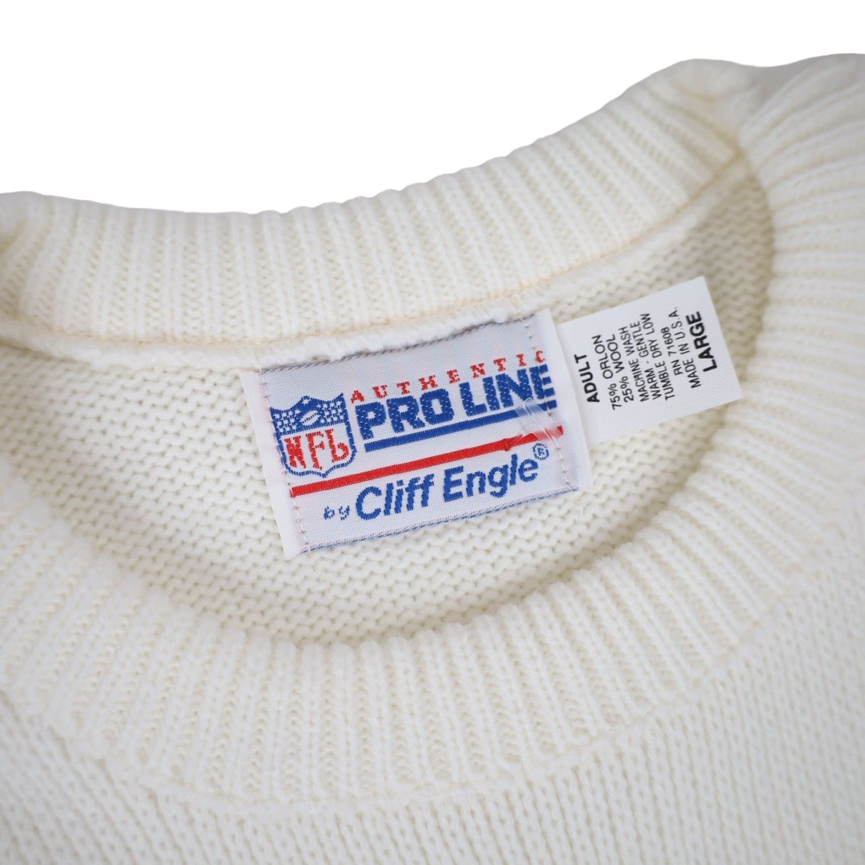 NFL VINTAGE NFL Cliff Engle Super Bowl XXV Mens Large Knit Sweater White Size US L / EU 52-54 / 3 - 7 Thumbnail