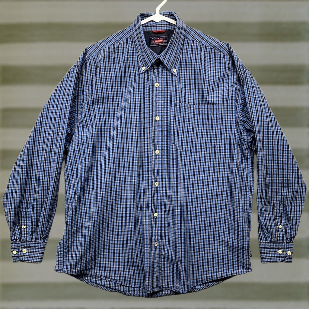 Wrangler Wrangler Button Shirt L Blue Black Plaid 1 Pocket Western Mens Regular Size US L / EU 52-54 / 3 - 1 Thumbnail