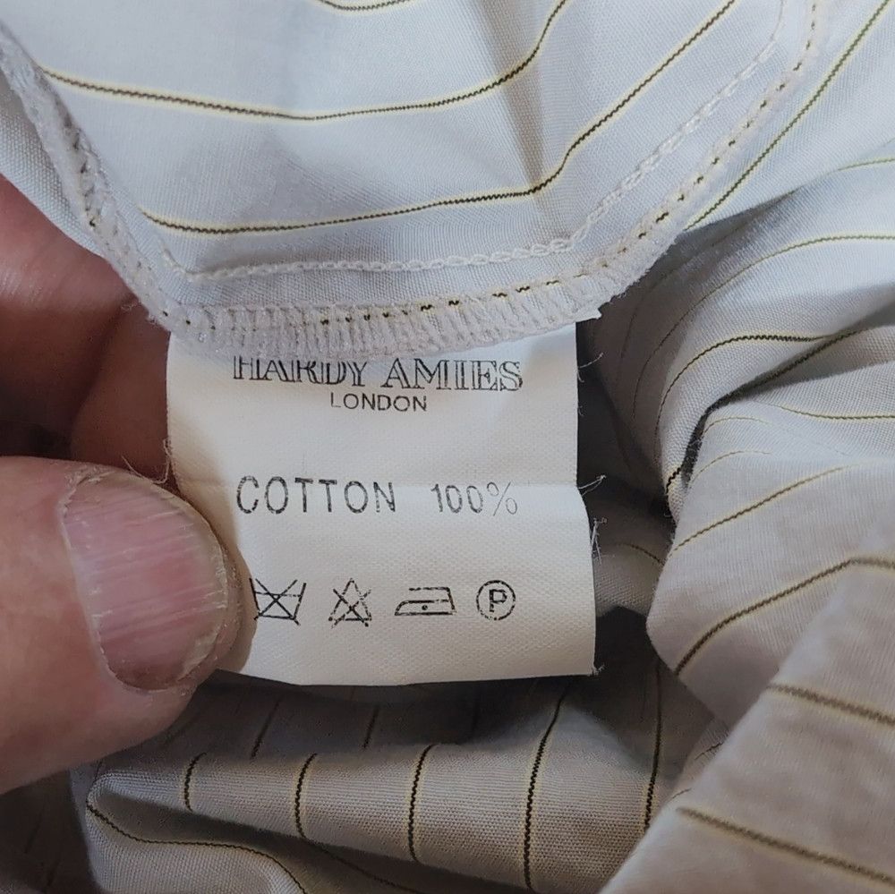 Hardy Amies Hardy Aimes Sz L Tan Striped Button-Up Shirt with Embroider Size US L / EU 52-54 / 3 - 7 Thumbnail