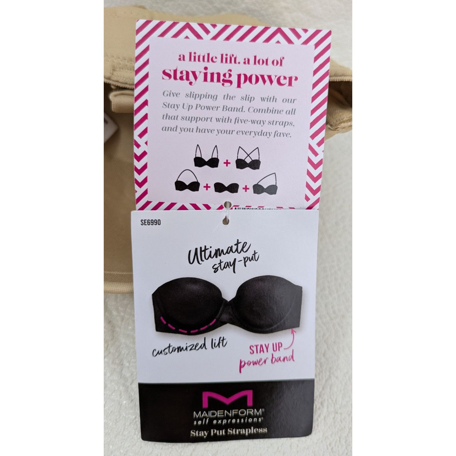 Target Basics Maidenform 5 Way Strapless Bra Beige 36C Detachable Straps Size ONE SIZE - 5 Thumbnail