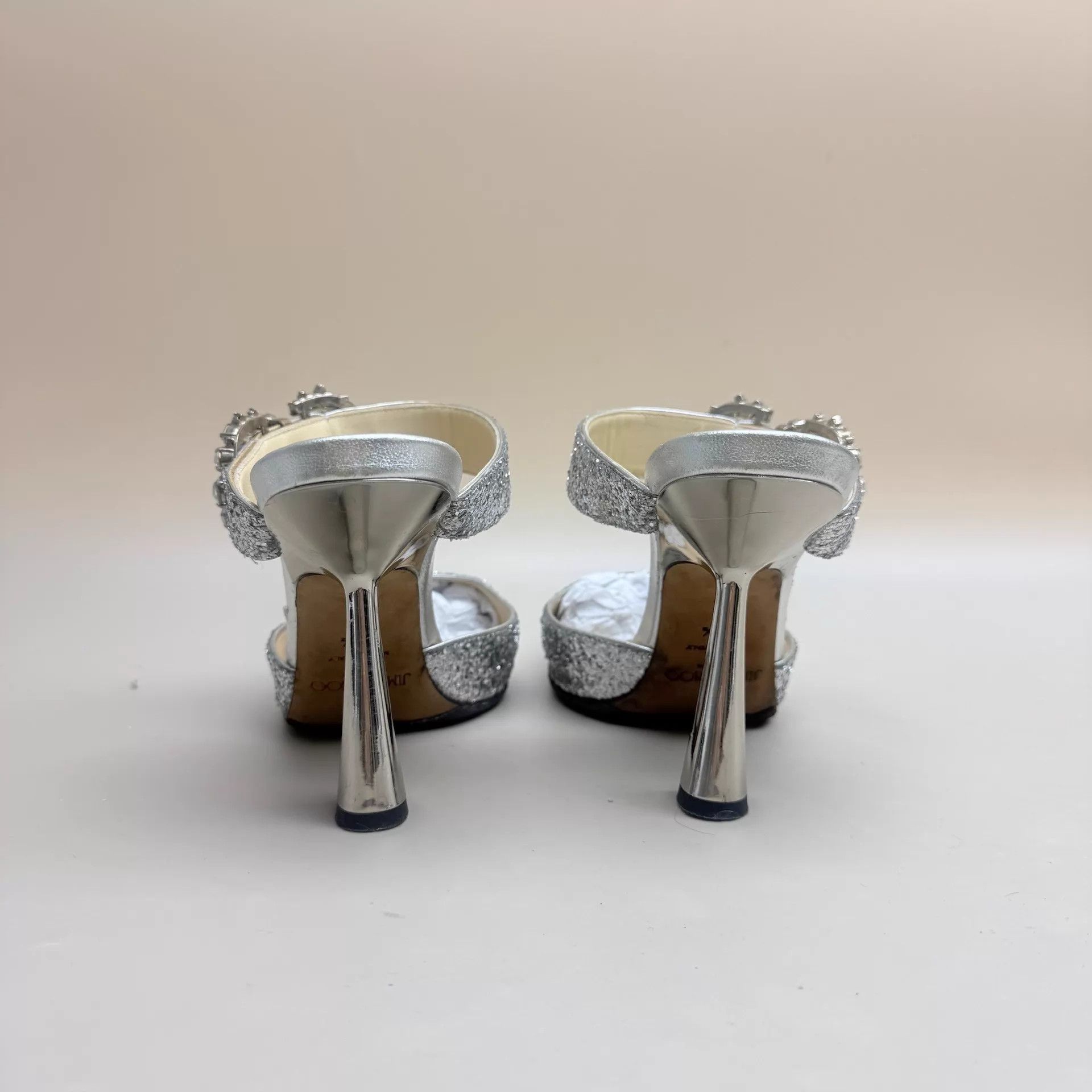 Jimmy Choo Jimmy Choo Crystal Buckle Glitter Strappy Heels 37.5 99 New Size US 7 / IT 37 - 3 Thumbnail